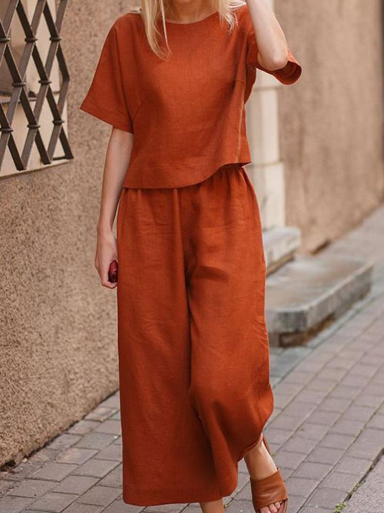 Casual and Loose Solid Color Set of Two Pieces-Comfort & Reliable