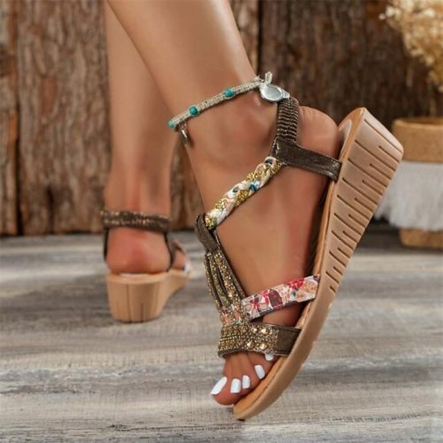 Women's Rhinestone Wedge Sandals-Comfort & Reliable