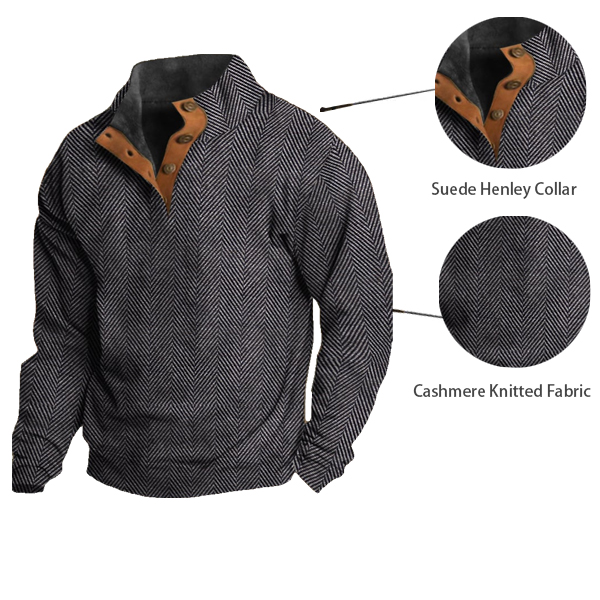 Men's Casual Retro Cashmere Stand Collar Button Sweatshirt-Comfort & Reliable