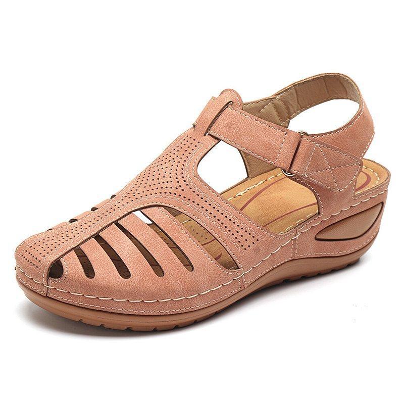 Women Hollow Out Breathable Wedges Thick Sole Buckle Sandals-Comfort & Reliable
