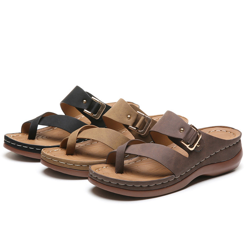 Women's Summer Fashion Simple Casual Slope Heel Slippers-Comfort & Reliable