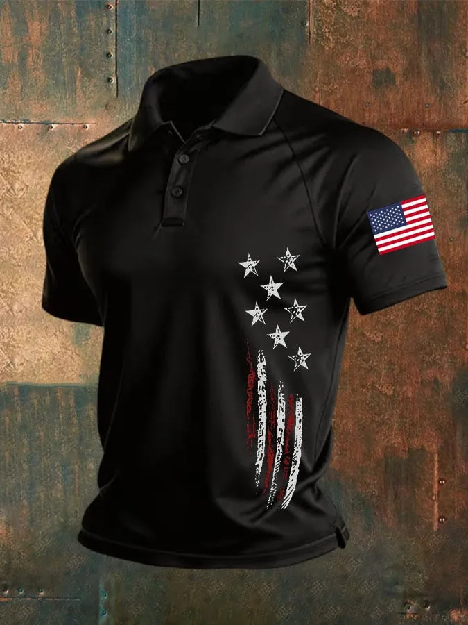 Men's American 250th Anniversary Print Casual Polo Shirt