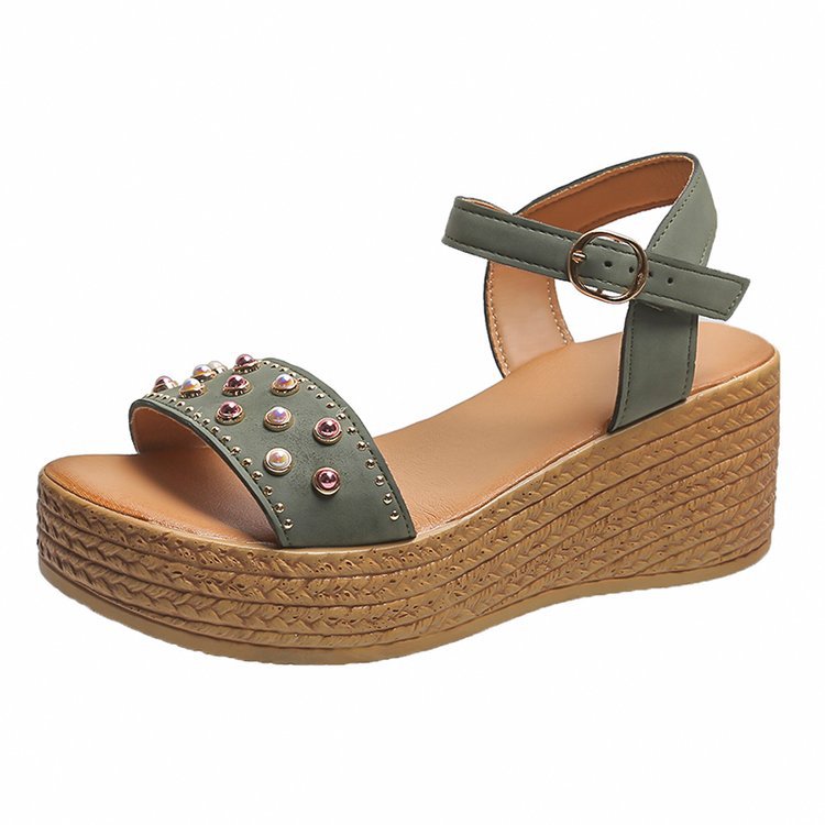 Women's Ankle Strap Buckle Leather Casual Comfortable Sandals-Comfort & Reliable