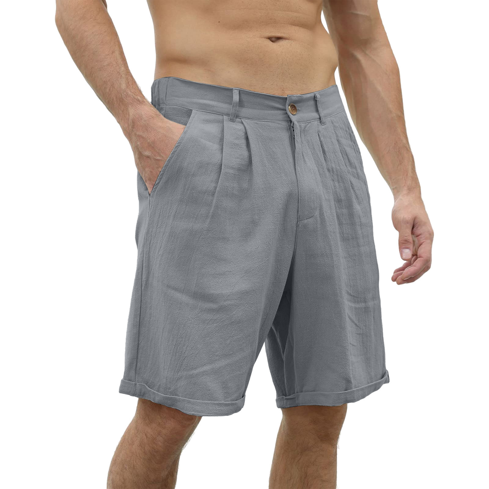 Men's Shorts Linen Shorts Summer Shorts Beach Shorts Pocket Plain Comfort Breathable Outdoor-Comfort & Reliable