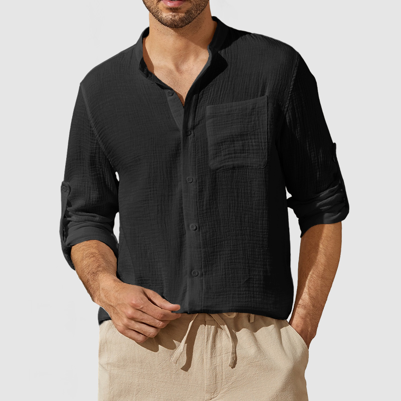 Men's Casual Textured Pocket Shirt-Comfort & Reliable