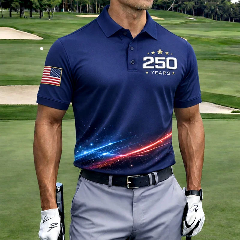 250th Anniversary Print Men's Polo Shirt-Comfort & Reliable