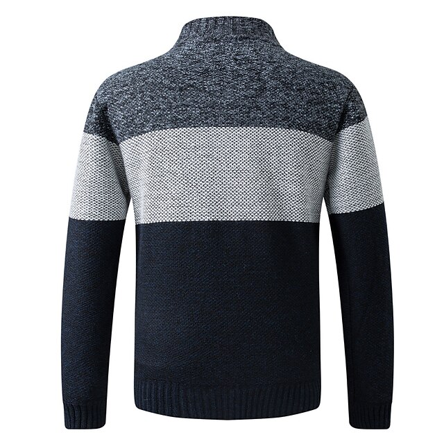 Men's colorblocked stand-up collar warm cashmere jacket-Comfort & Reliable
