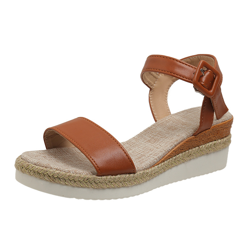 2025 Womens Vintage Buckle Ankle Strap Wedge Casual Sandals-Comfort & Reliable