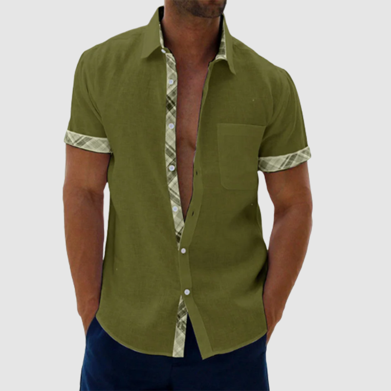 Men's Casual Plaid Collar Button Summer Linen Shirt-Comfort & Reliable