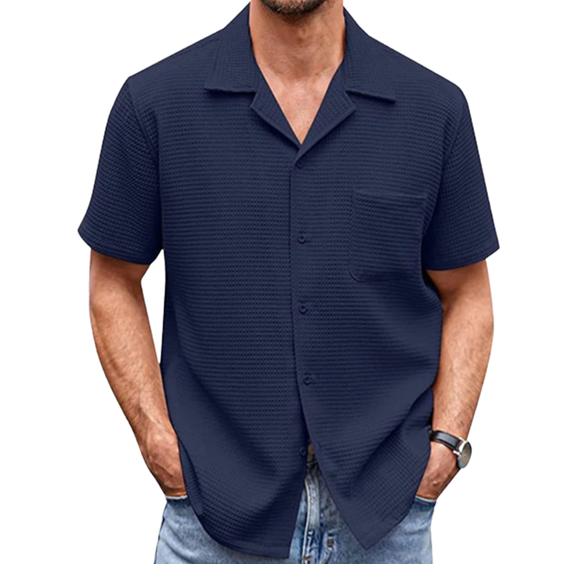 Men's Cotton Linen Casual Button Down Short Sleeve Shirt-Comfort & Reliable