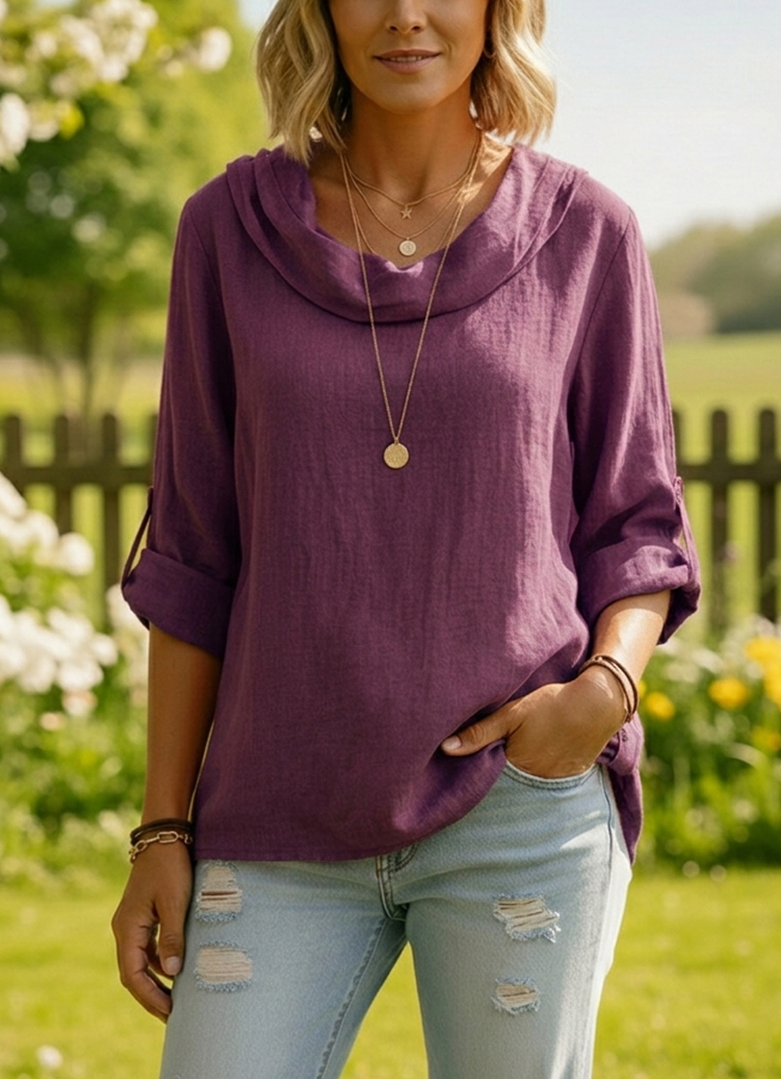 New Arrivals🔥 Linen Cotton Stacked Collar Top