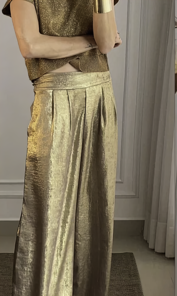 Women's Smooth Satin Half-sleeved Top and Pant Suit Two-piece-Comfort & Reliable