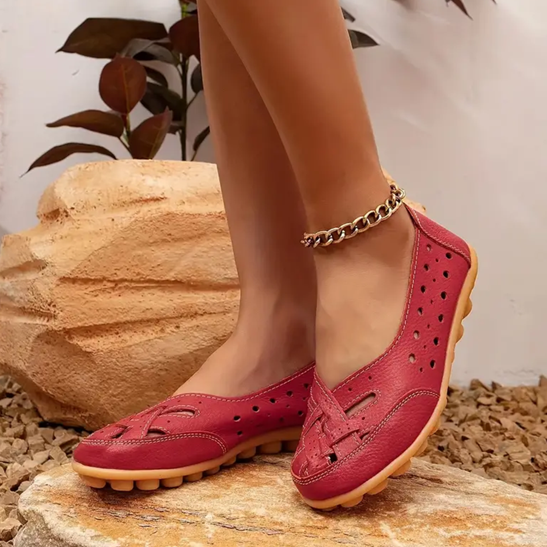Women's Daily Breathable Wide Toe Box Slip-On Leather Orthopedic Shoes-Comfort & Reliable