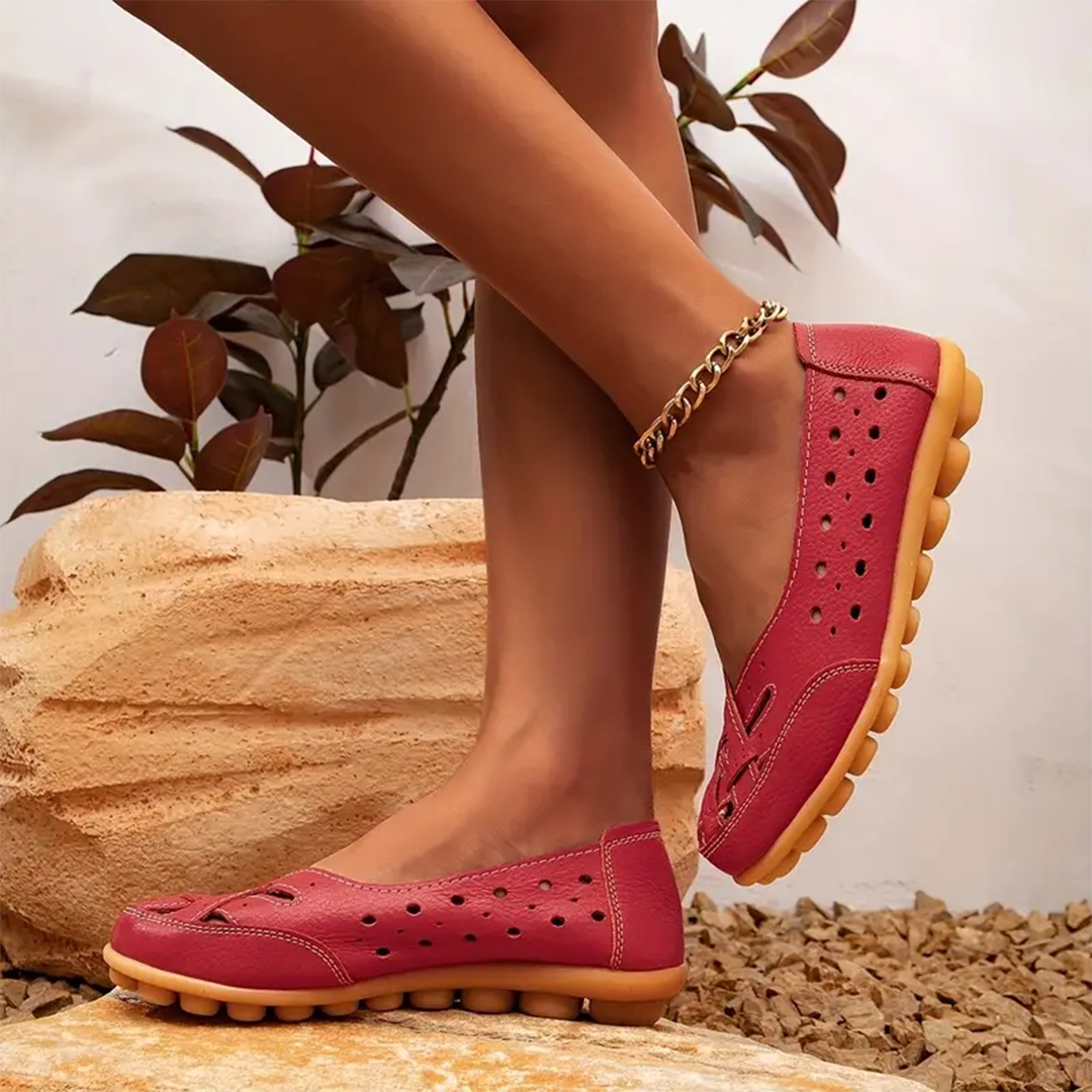 Women's Daily Breathable Wide Toe Box Slip-On Leather Orthopedic Shoes-Comfort & Reliable