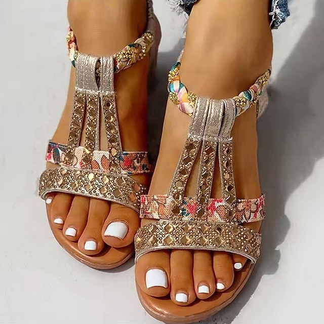 Women's Rhinestone Wedge Sandals-Comfort & Reliable