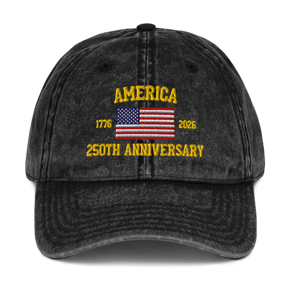 America 250th Anniversary Vintage Cotton Twill Cap-Comfort & Reliable