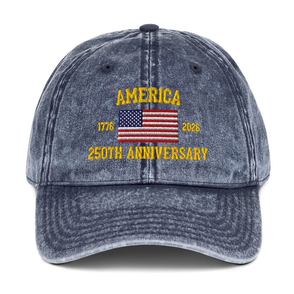 America 250th Anniversary Vintage Cotton Twill Cap-Comfort & Reliable