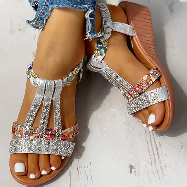Women's Rhinestone Wedge Sandals-Comfort & Reliable