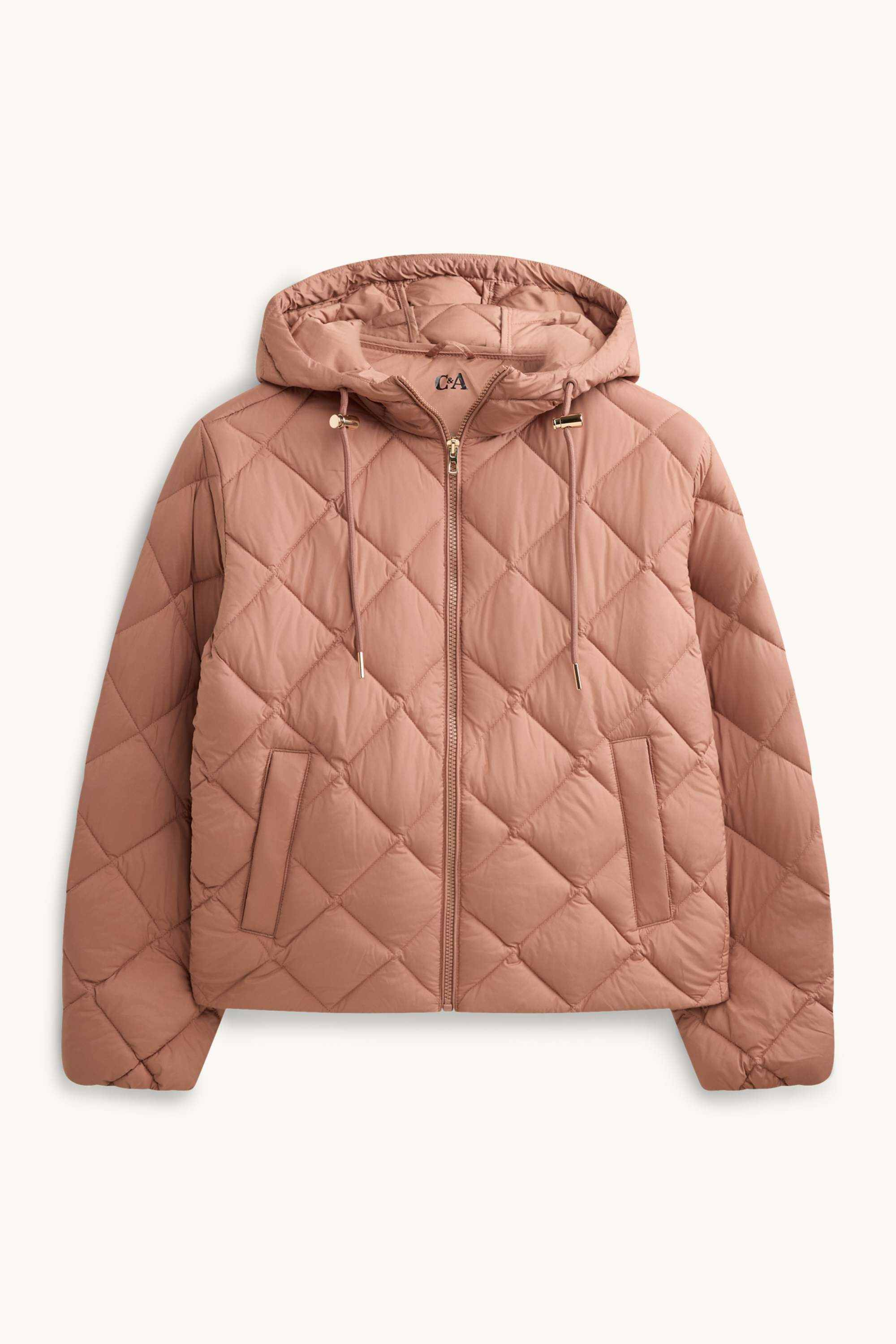 Quilted jacket with hood - water-repellent rose