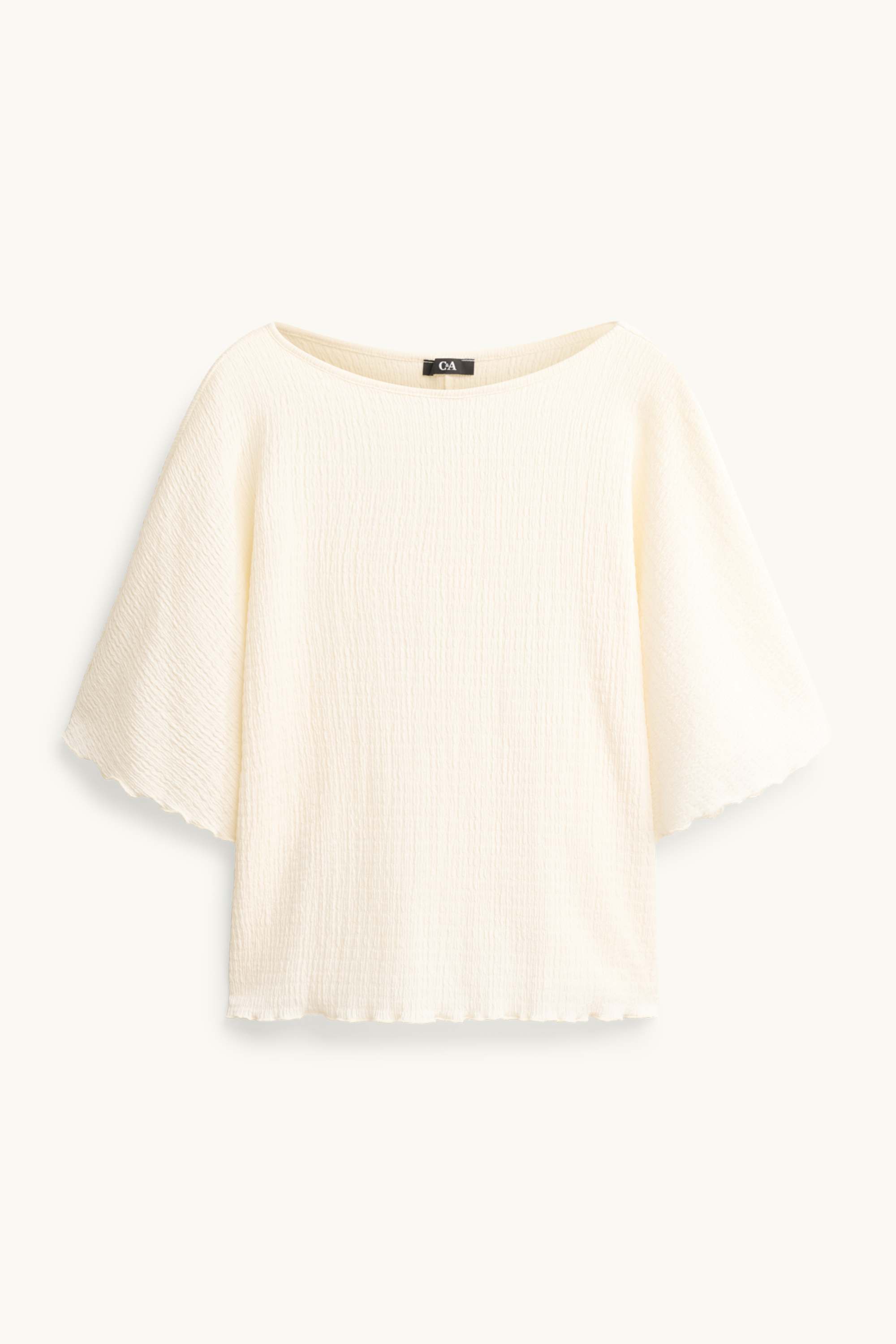 T-shirt - regular fit - smocked creme