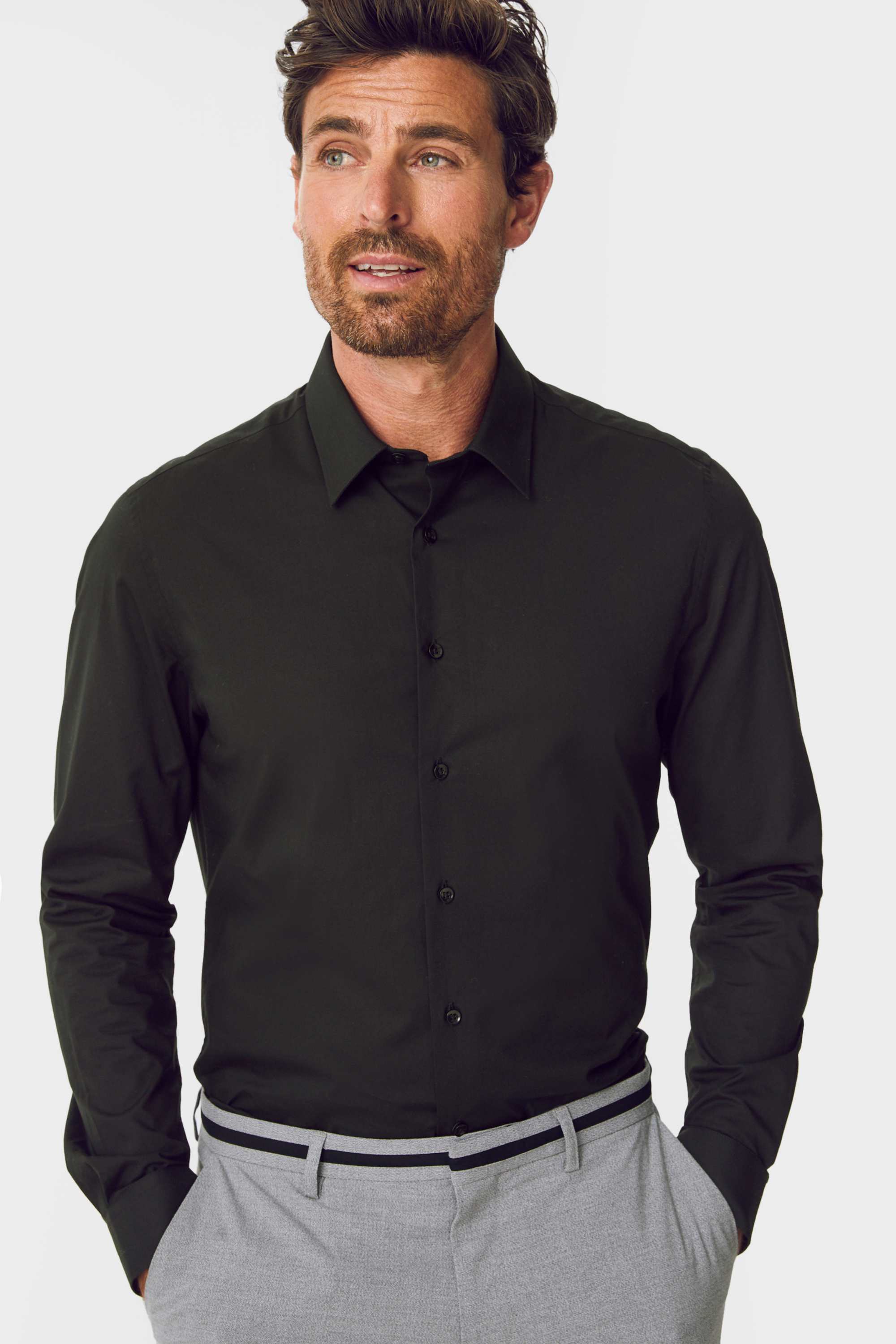 Business shirt - slim fit - kent collar - easy-iron black