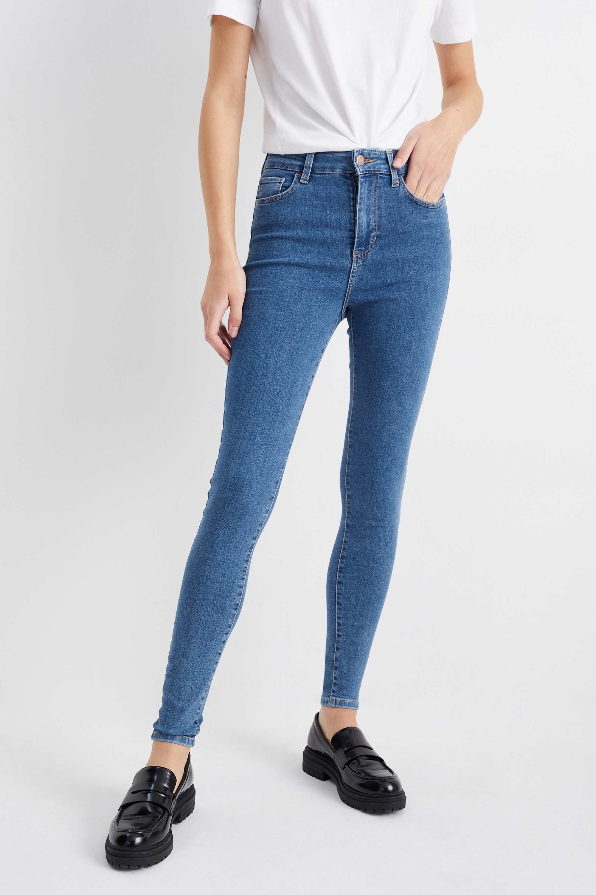 Jegging jeans - high waist blue denim