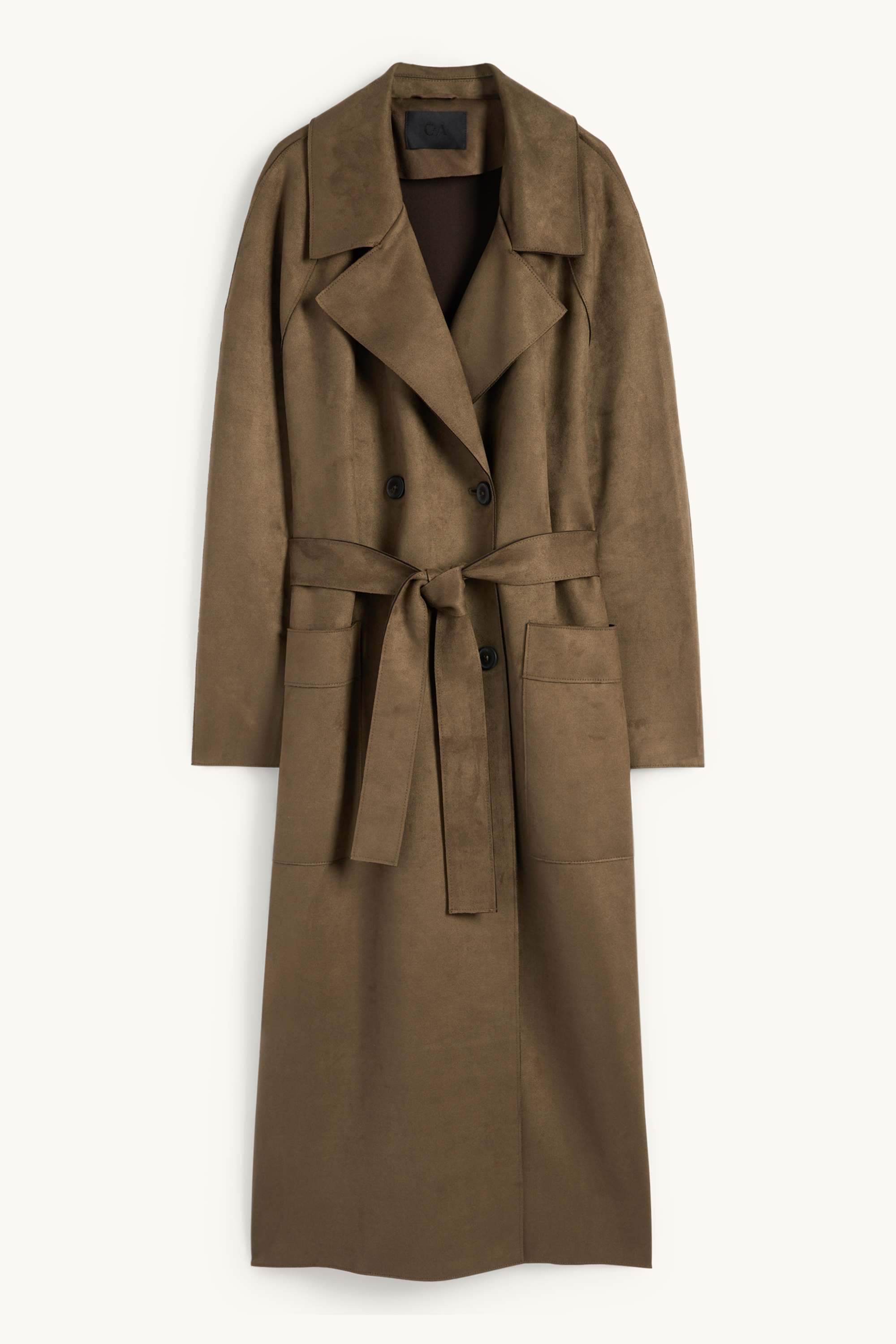 Trench coat - faux suede khaki