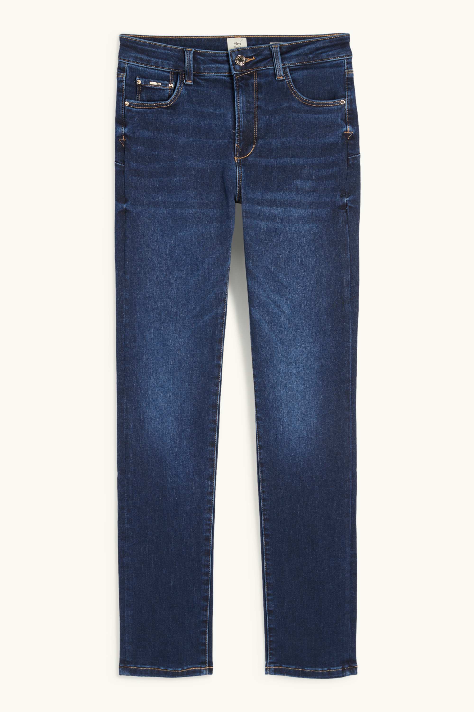 Slim jeans - mid-rise waist - shaping jeans - LYCRA® blue denim