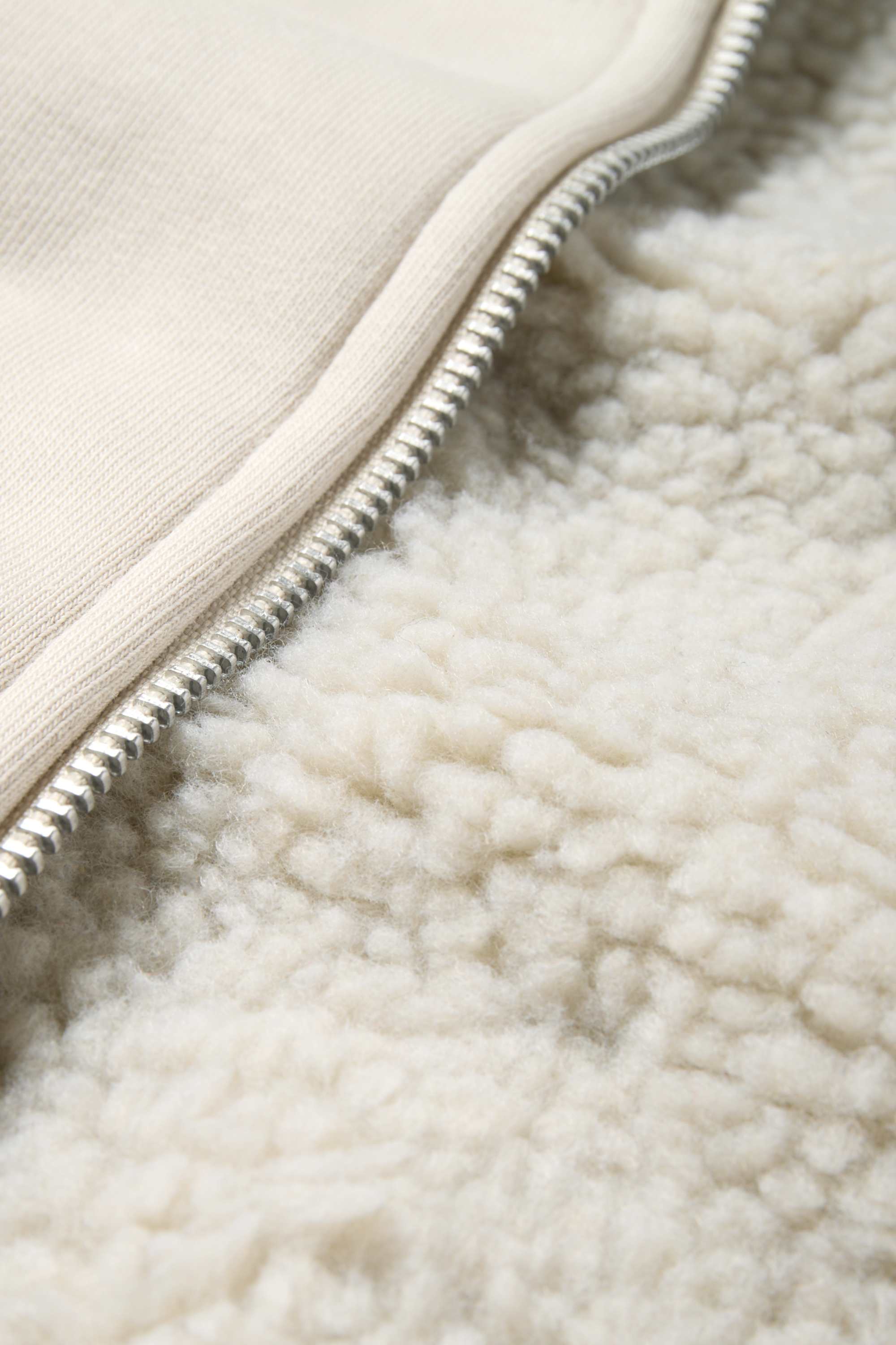Zip-through hoodie - lined light beige