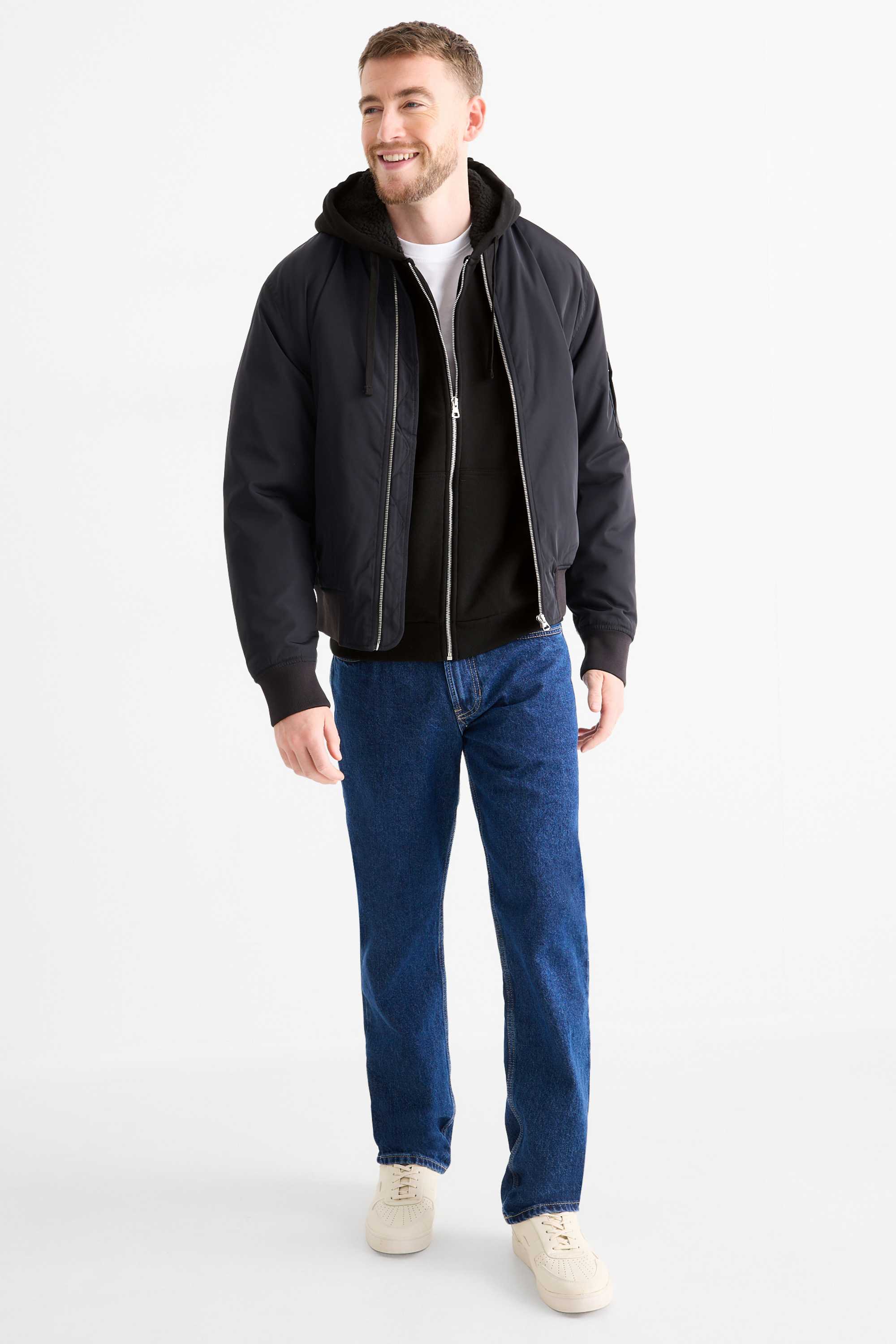 Zip-through hoodie - lined black