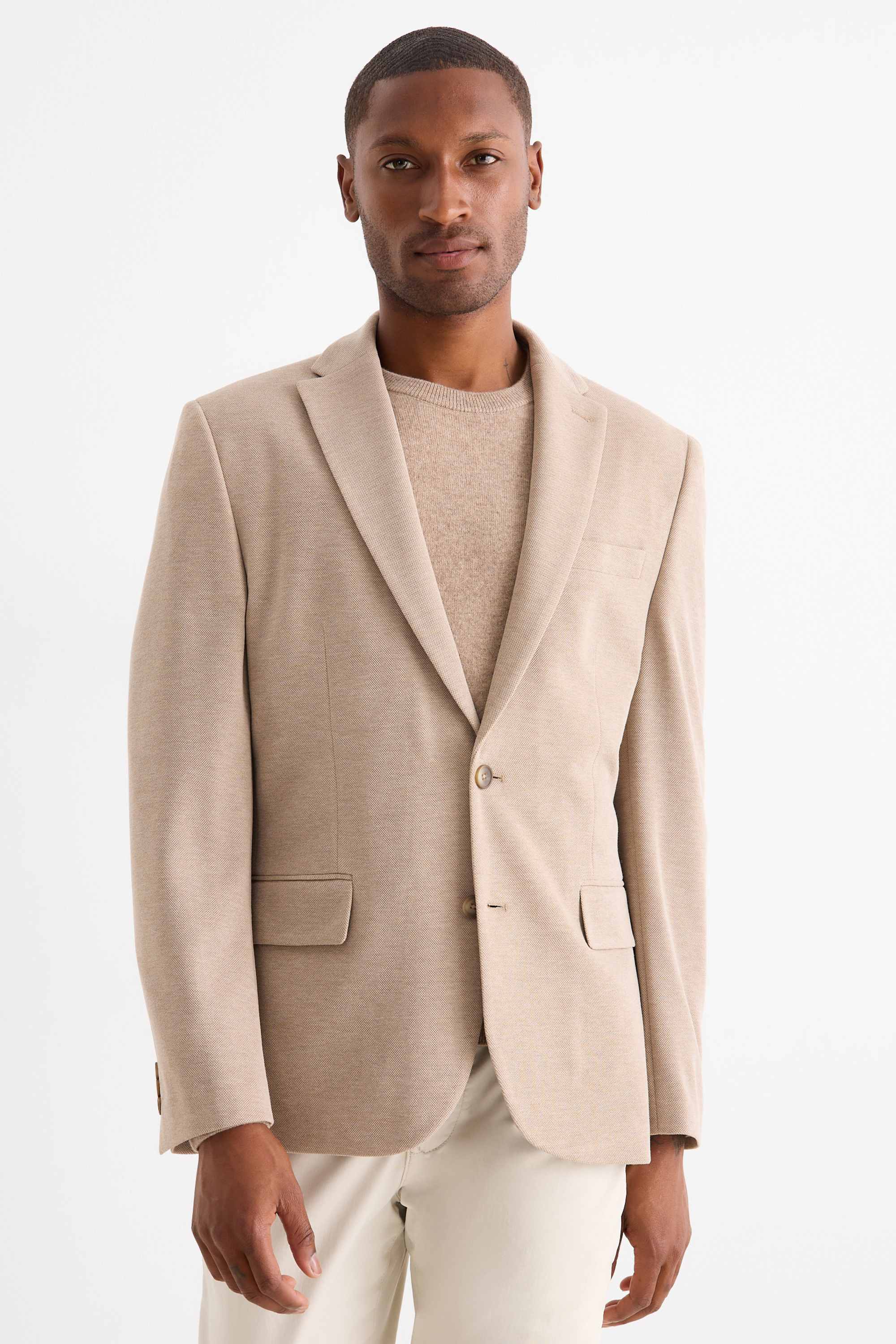 Tailored jacket - slim fit - Flex beige