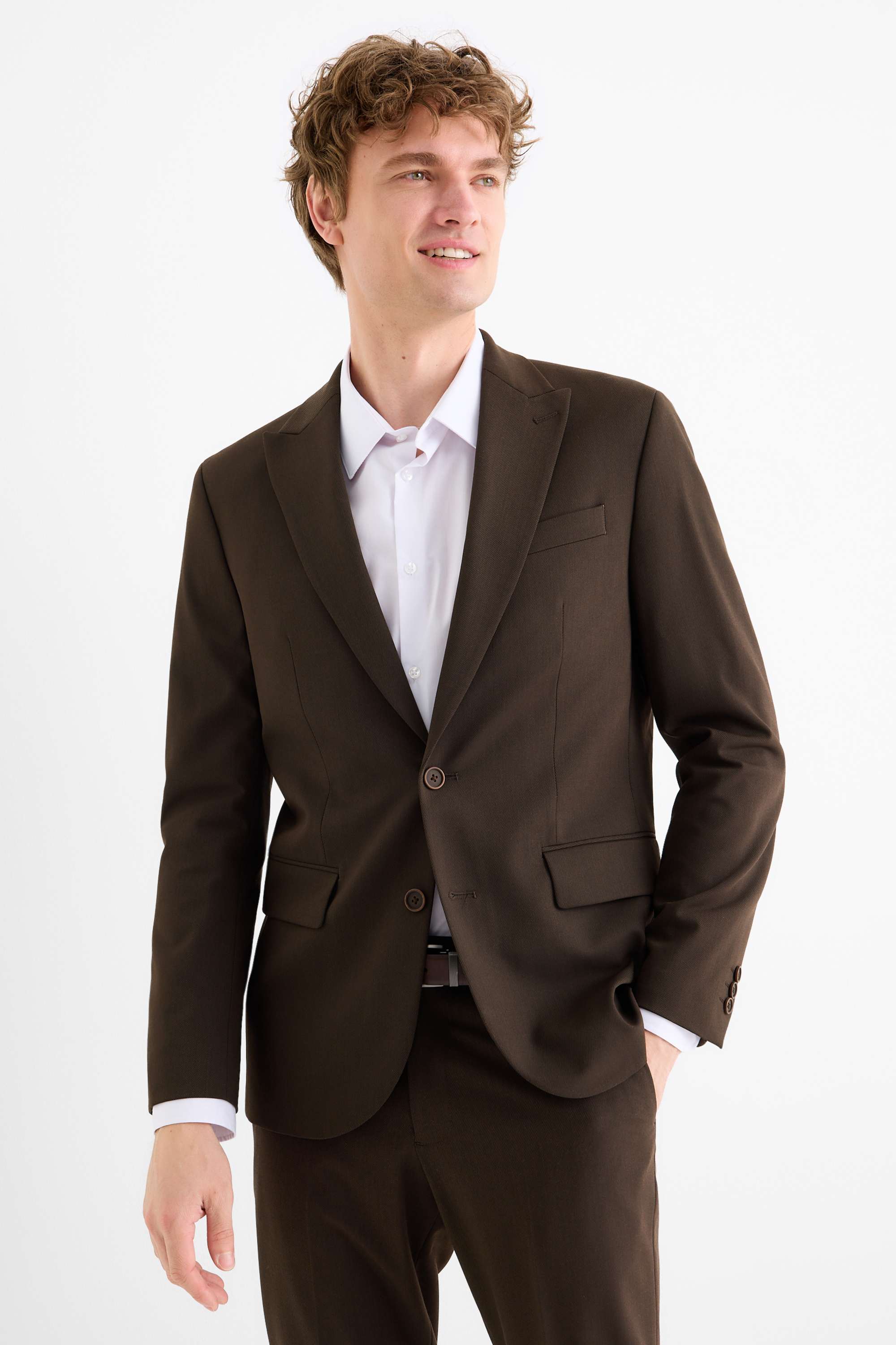 Mix & match tailored jacket - slim fit - Flex dark brown