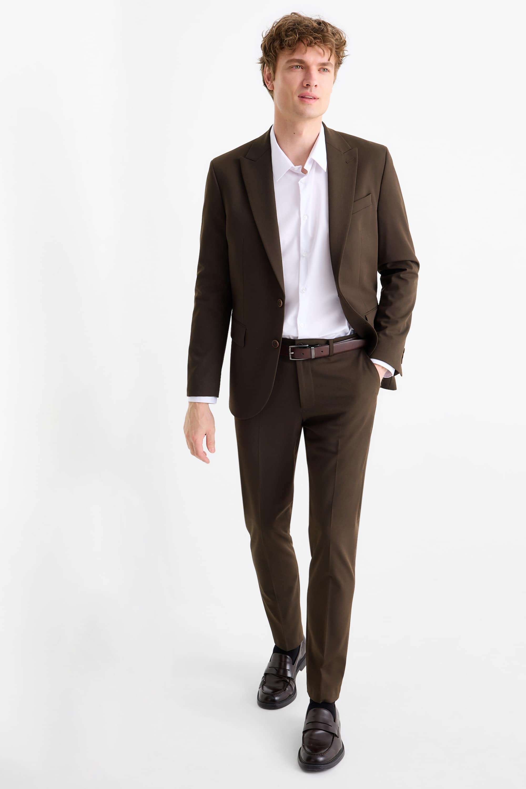 Mix & match tailored jacket - slim fit - Flex dark brown