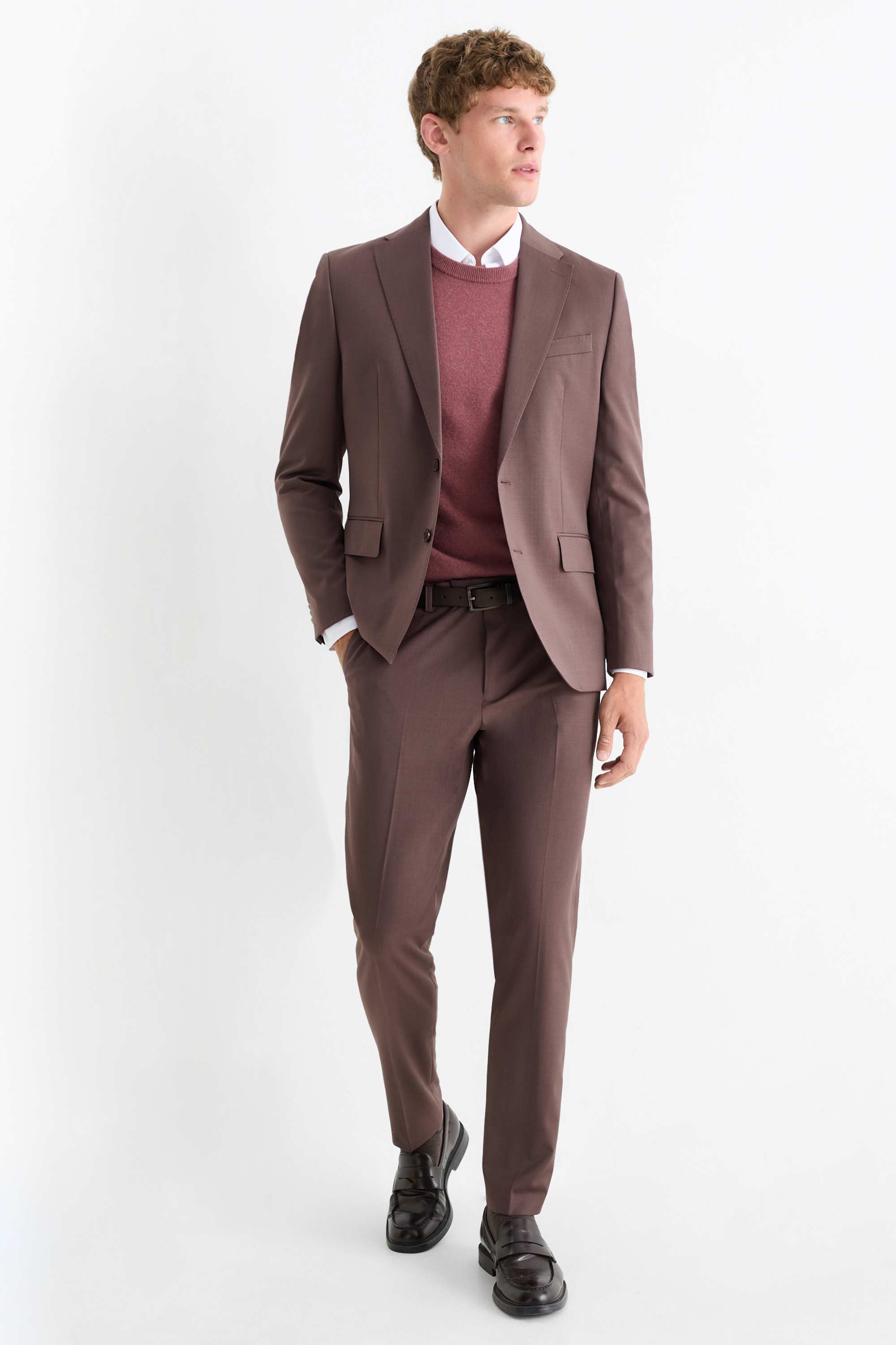 Mix & match tailored jacket with new wool content - slim fit - stretch bordeaux