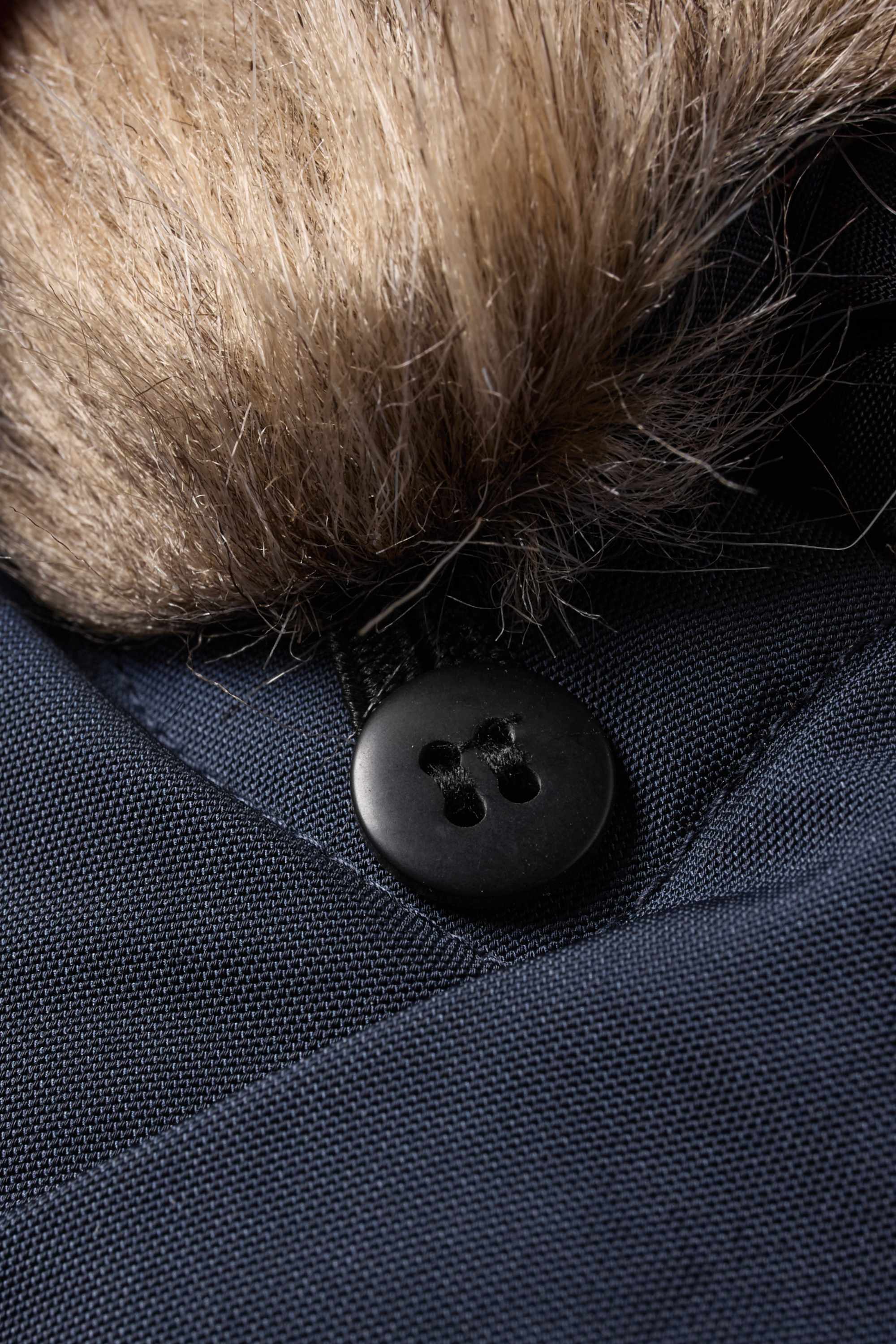 Rain jacket with hood and faux fur trim - lined dark blue