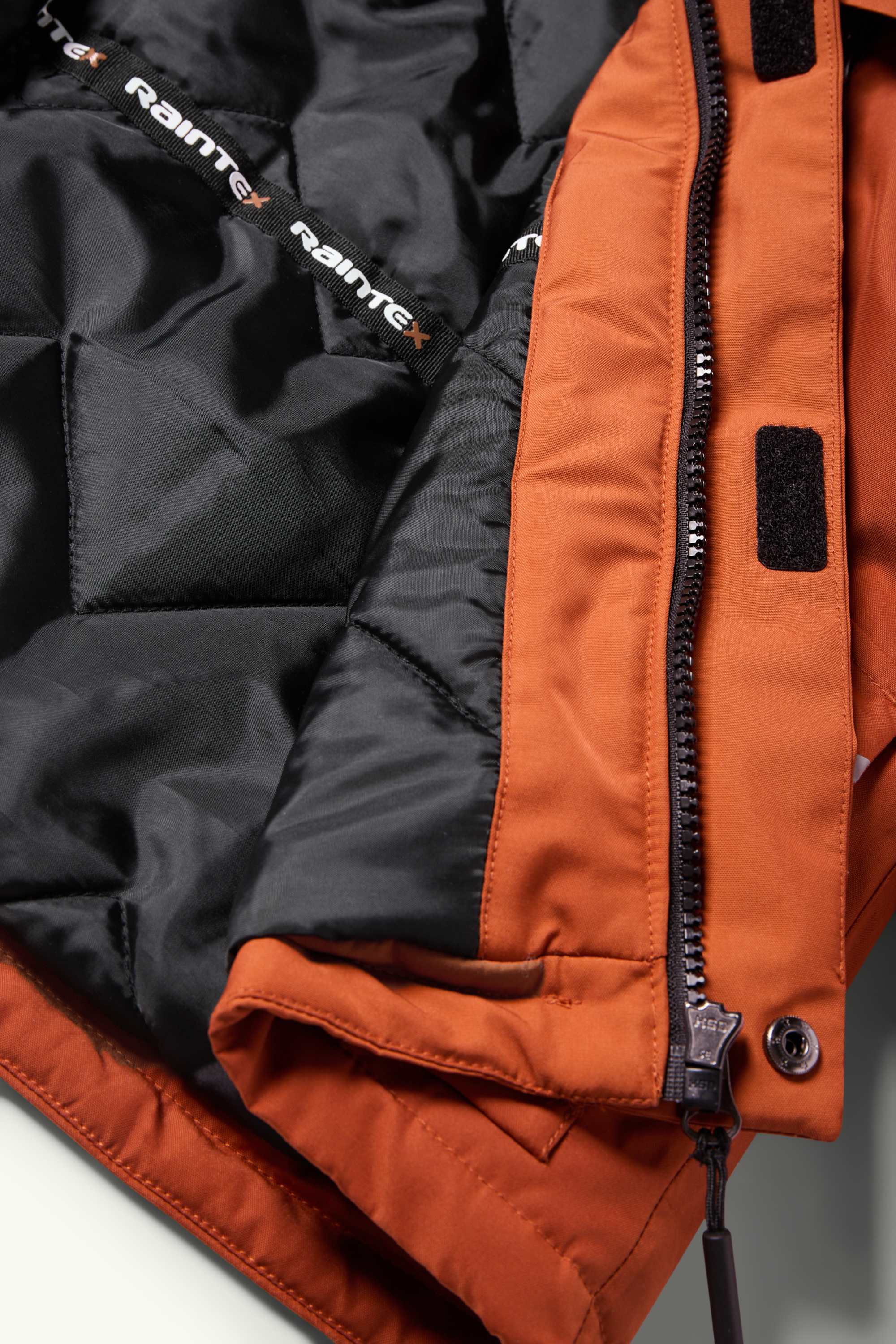 Rain jacket with hood and faux fur trim - lined dark orange
