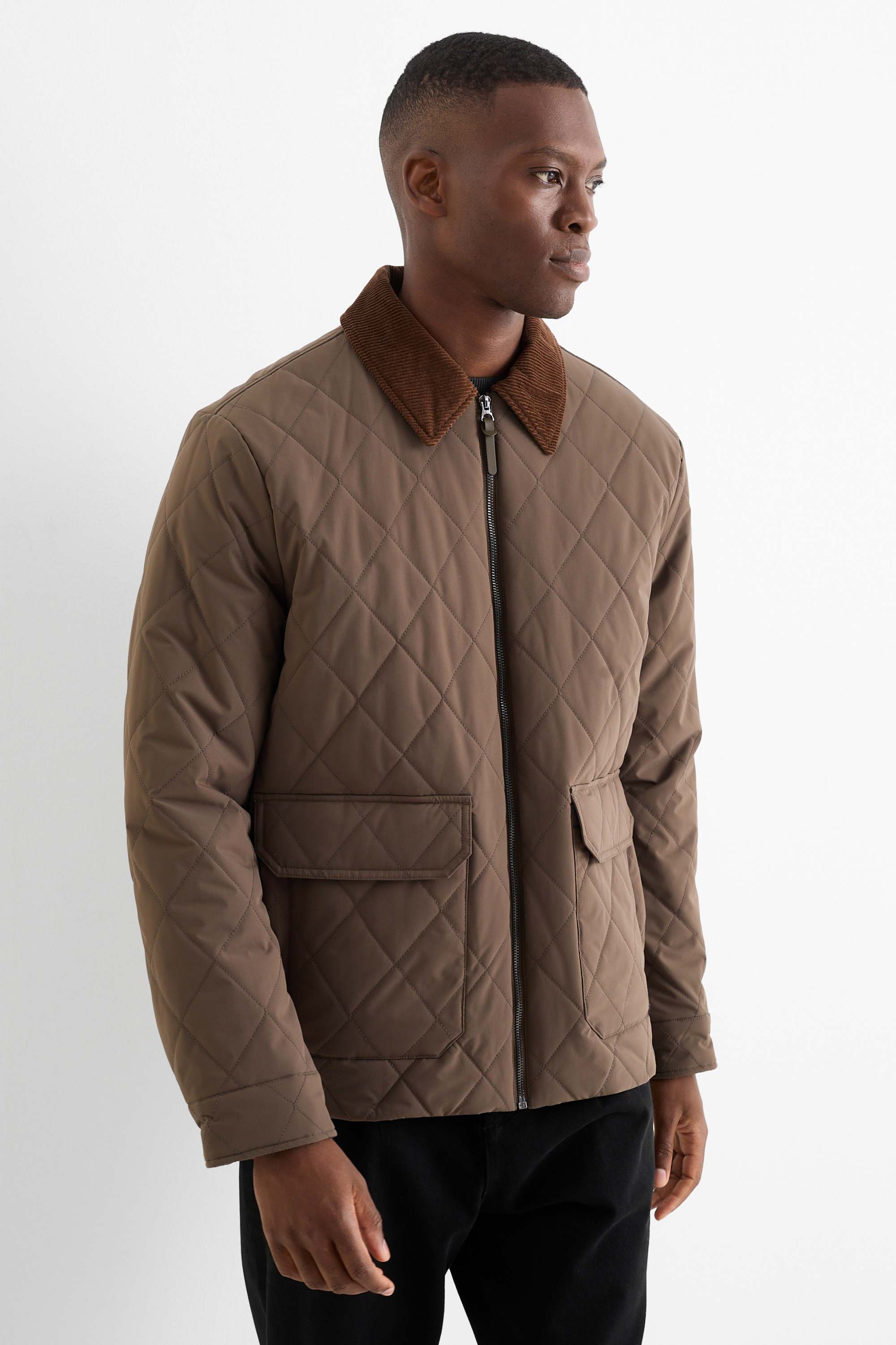 Quilted jacket dark brown (1)