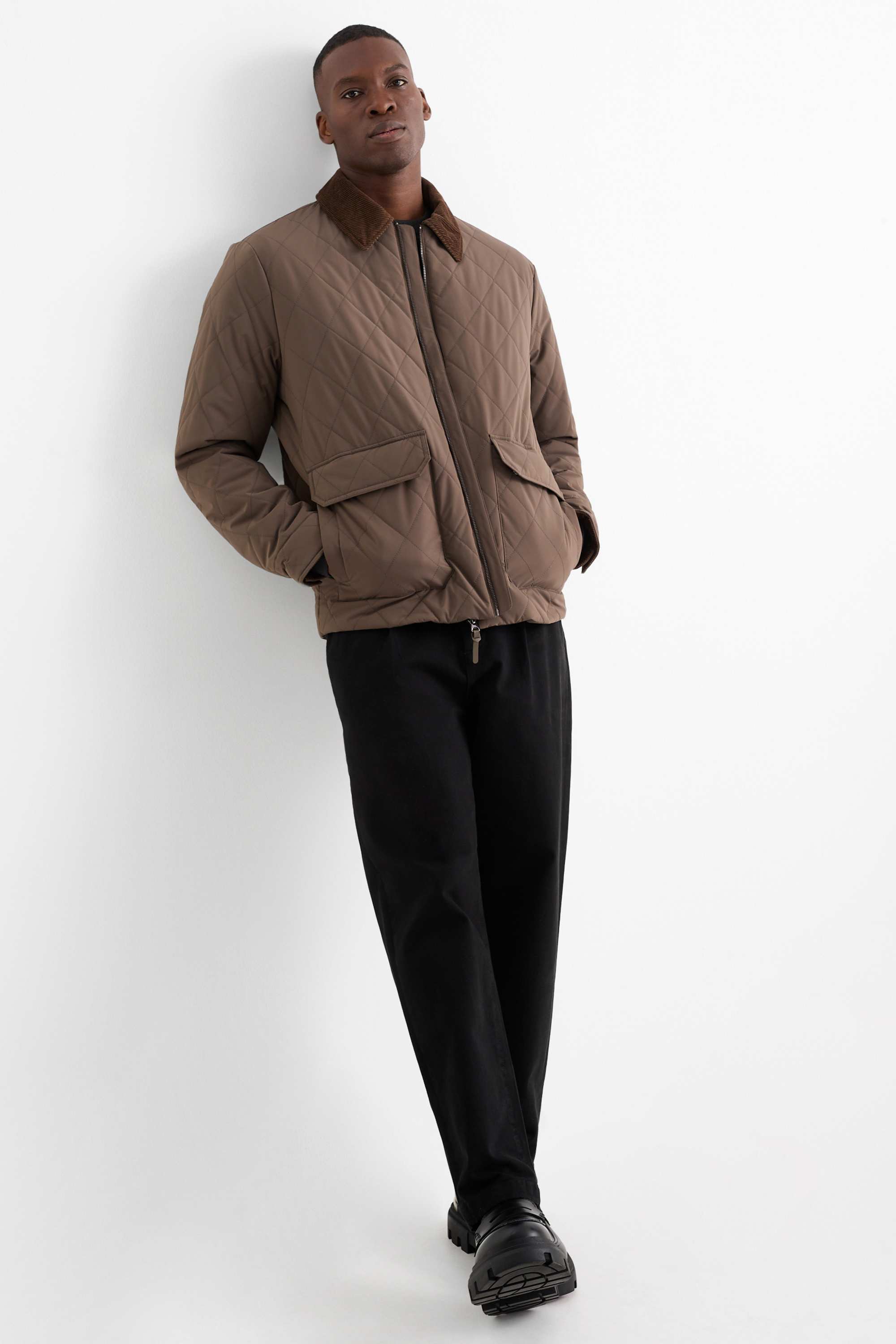 Quilted jacket dark brown (1)