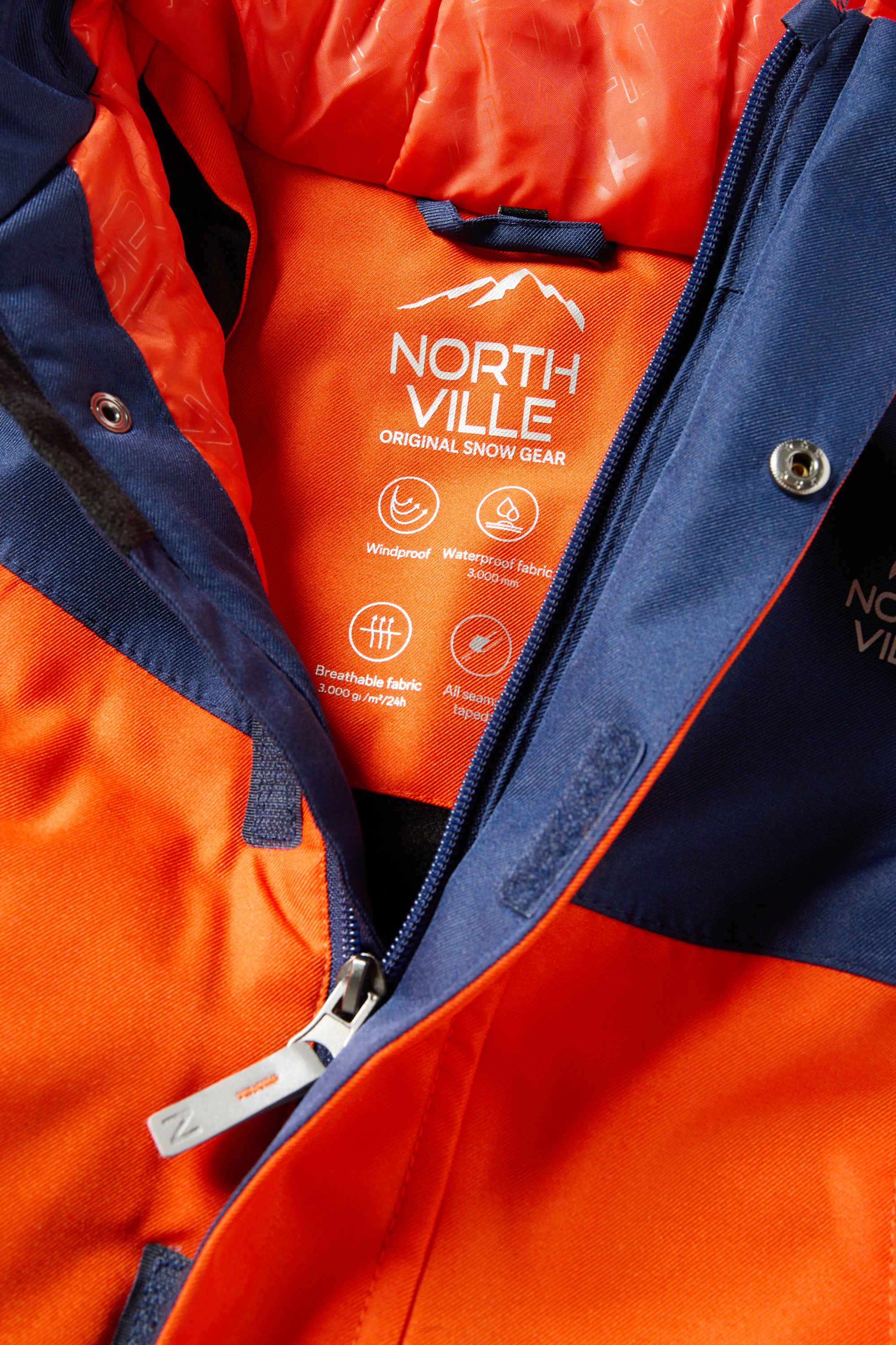 Ski jacket with hood - waterproof orange