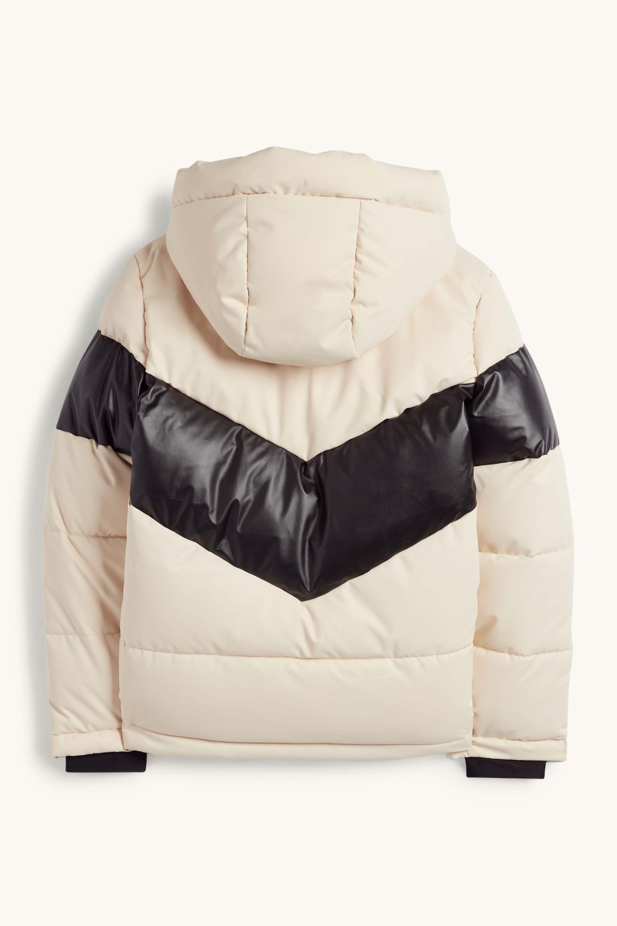 Ski jacket with hood - water-repellent black / beige