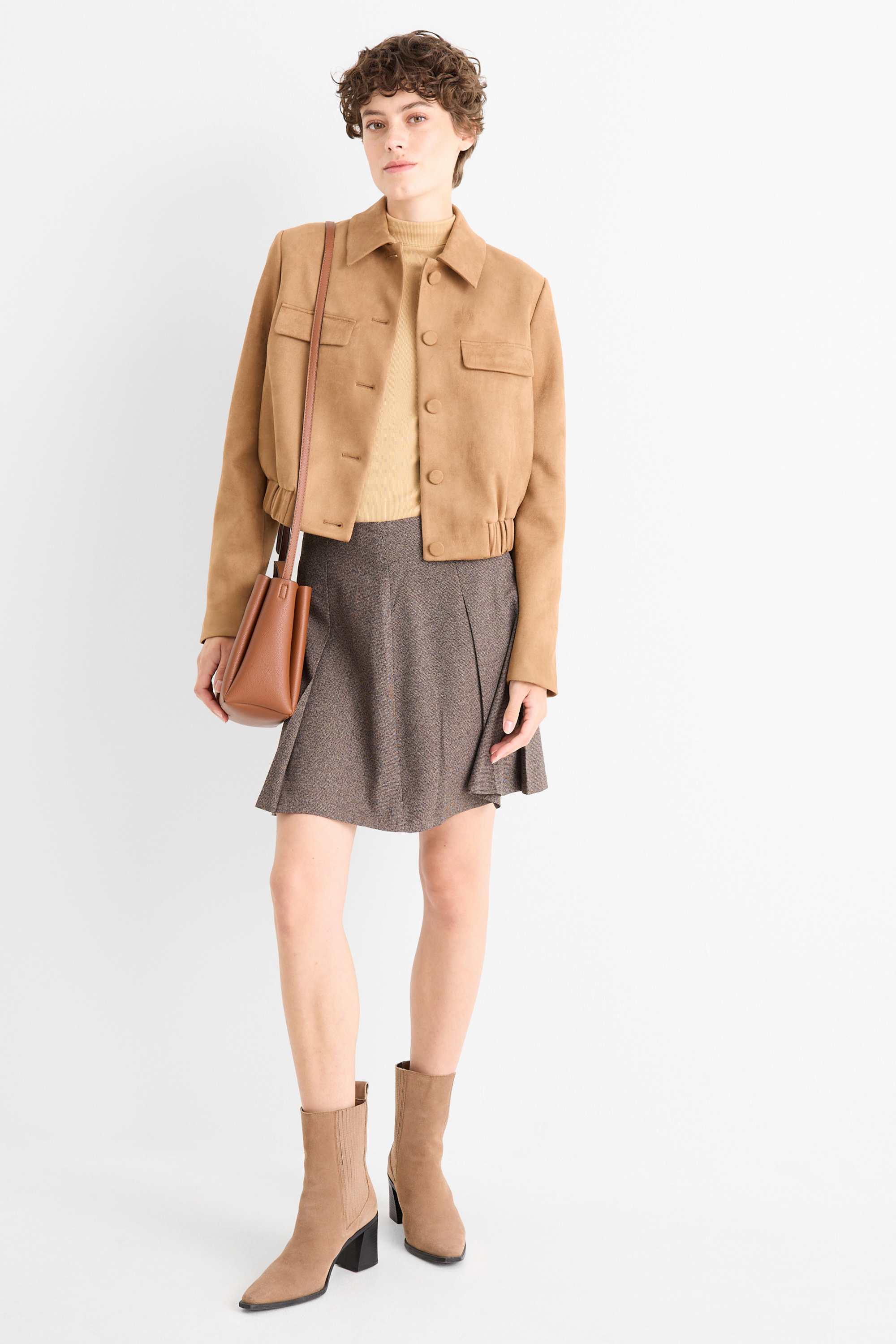 Long sleeve top - slim fit - ribbed light beige