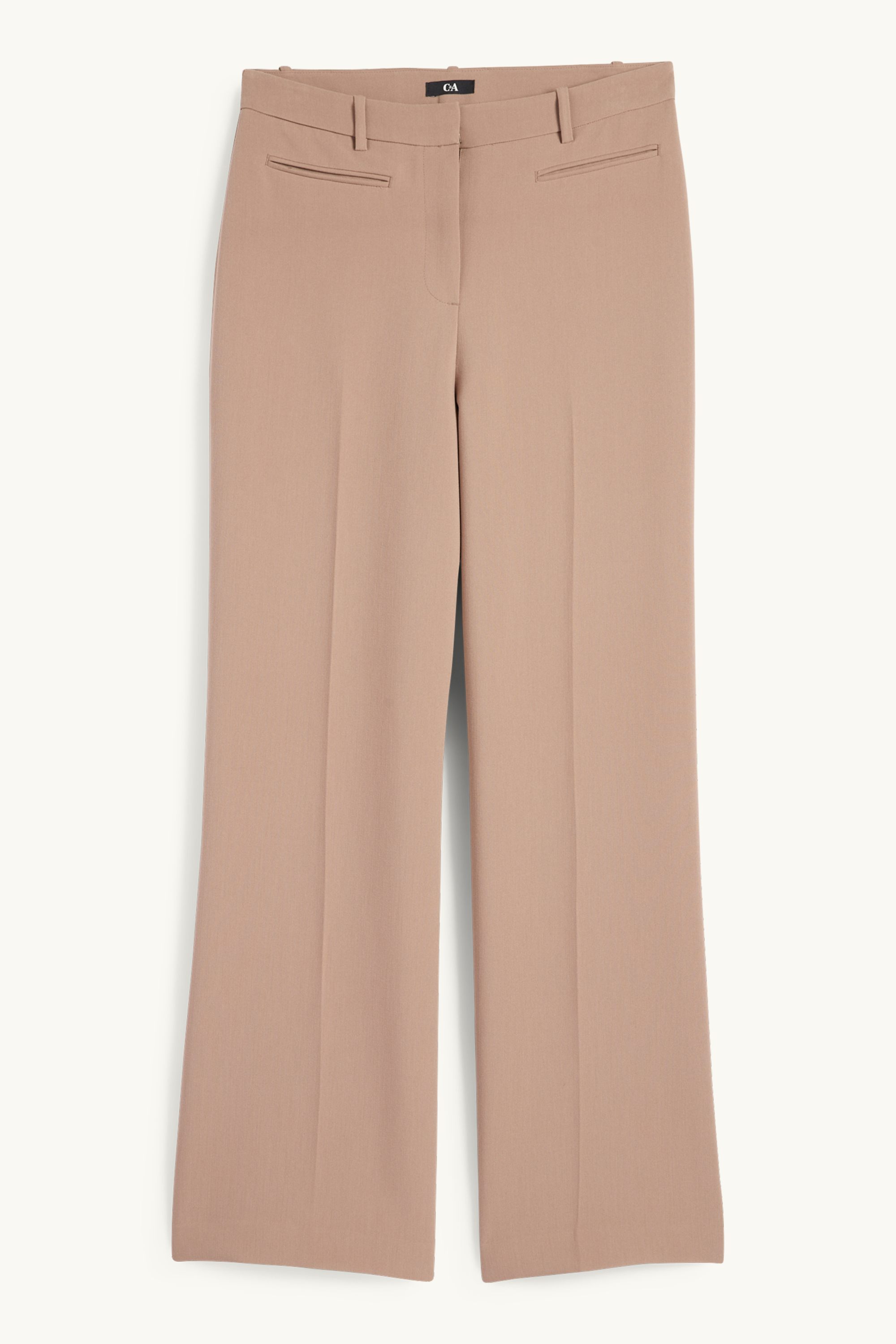 Business trousers - mid-rise waist - wide leg beige