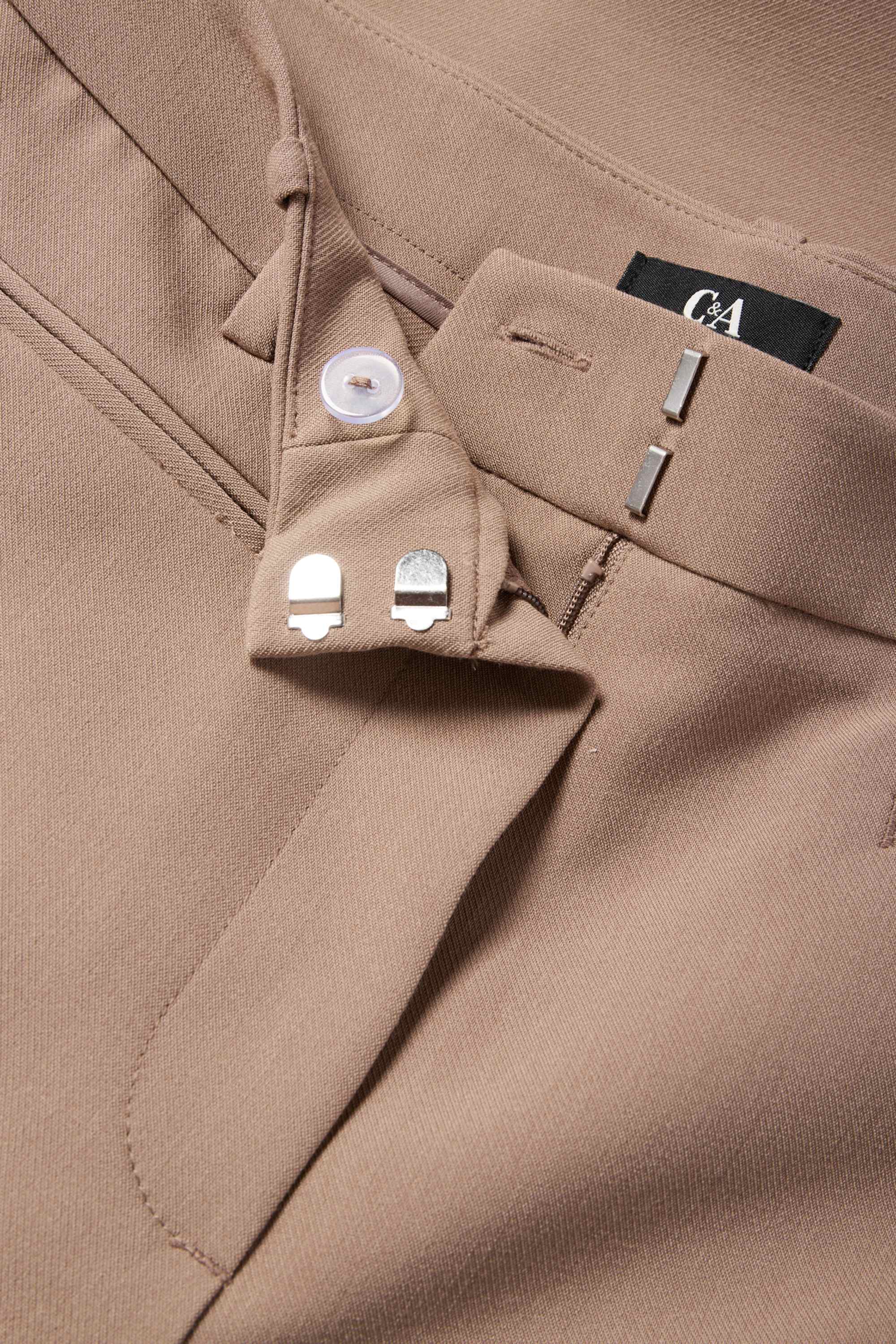 Business trousers - mid-rise waist - wide leg beige