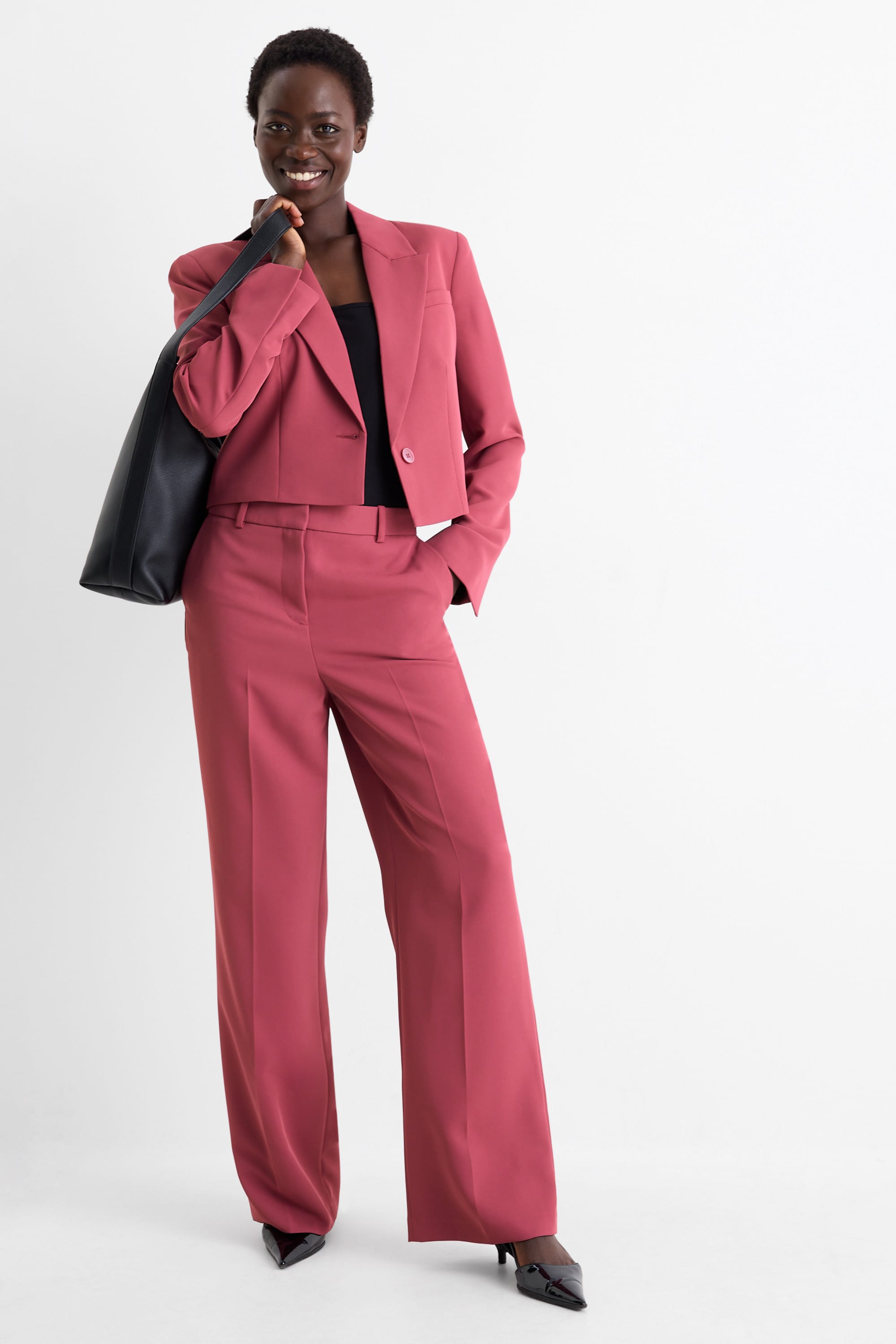 Cropped blazer- regular fit pink