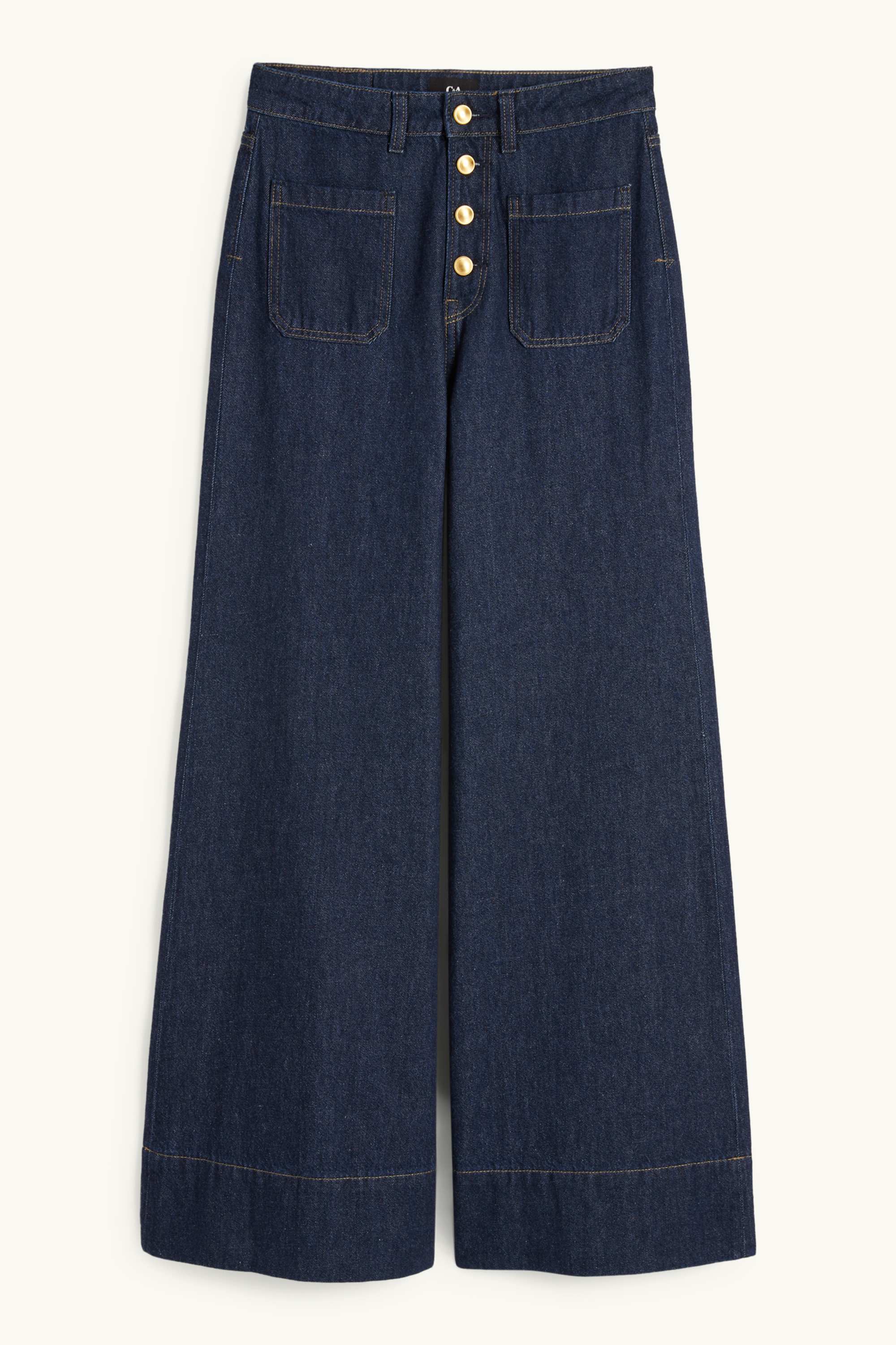 Wide leg jeans - high waist denim-dark blue