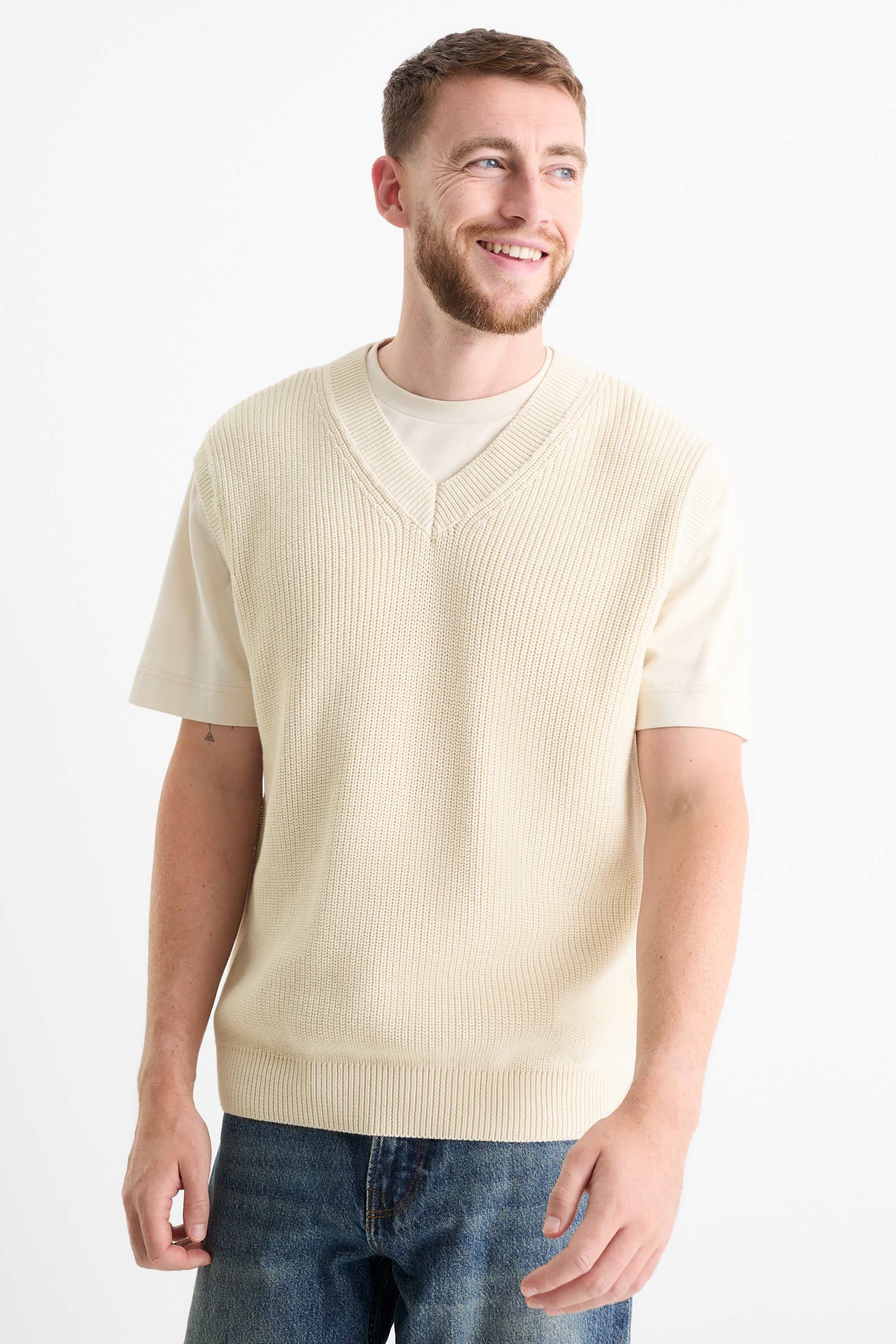 Slipover - ribbed light beige