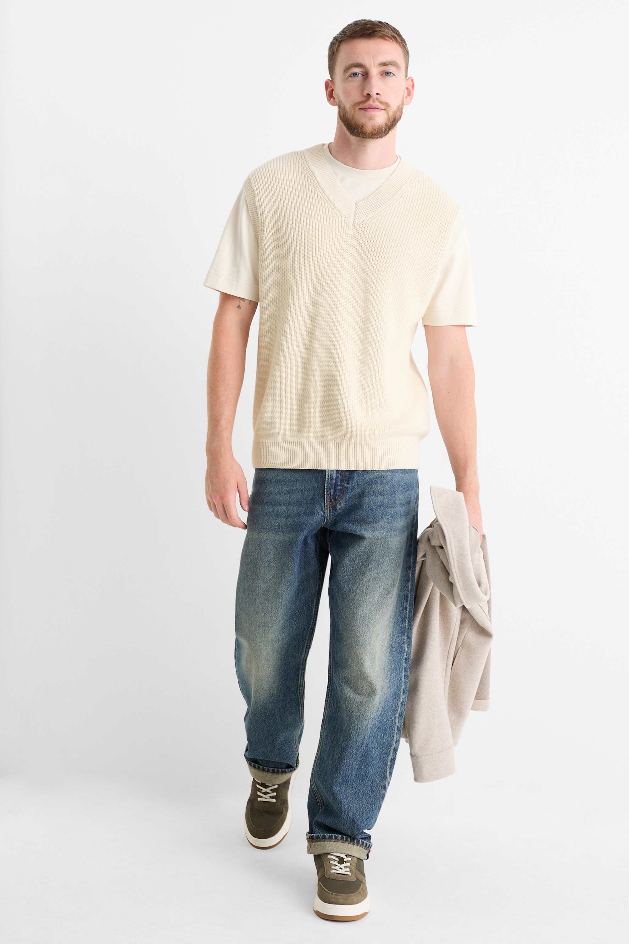 Slipover - ribbed light beige