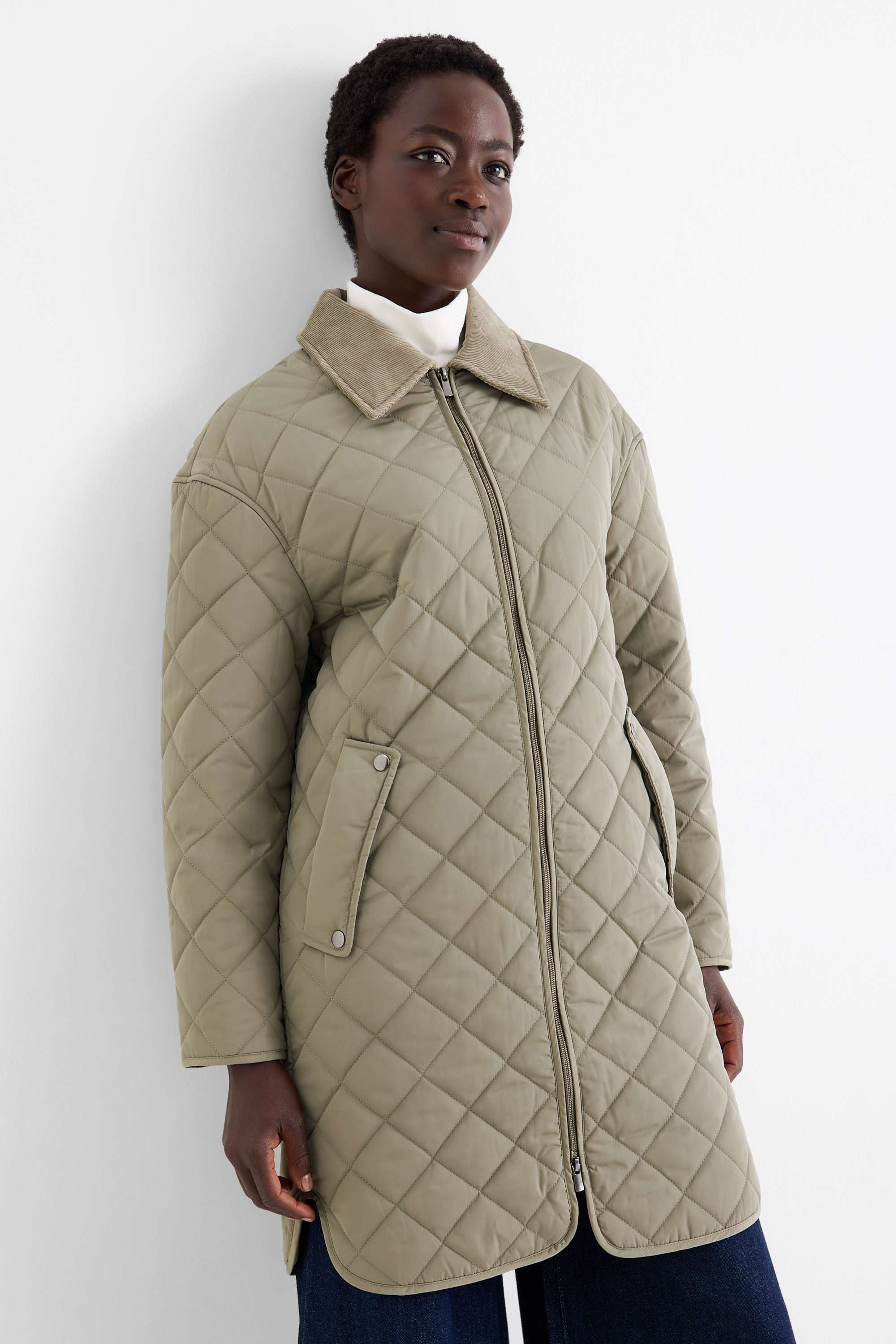 Quilted coat khaki