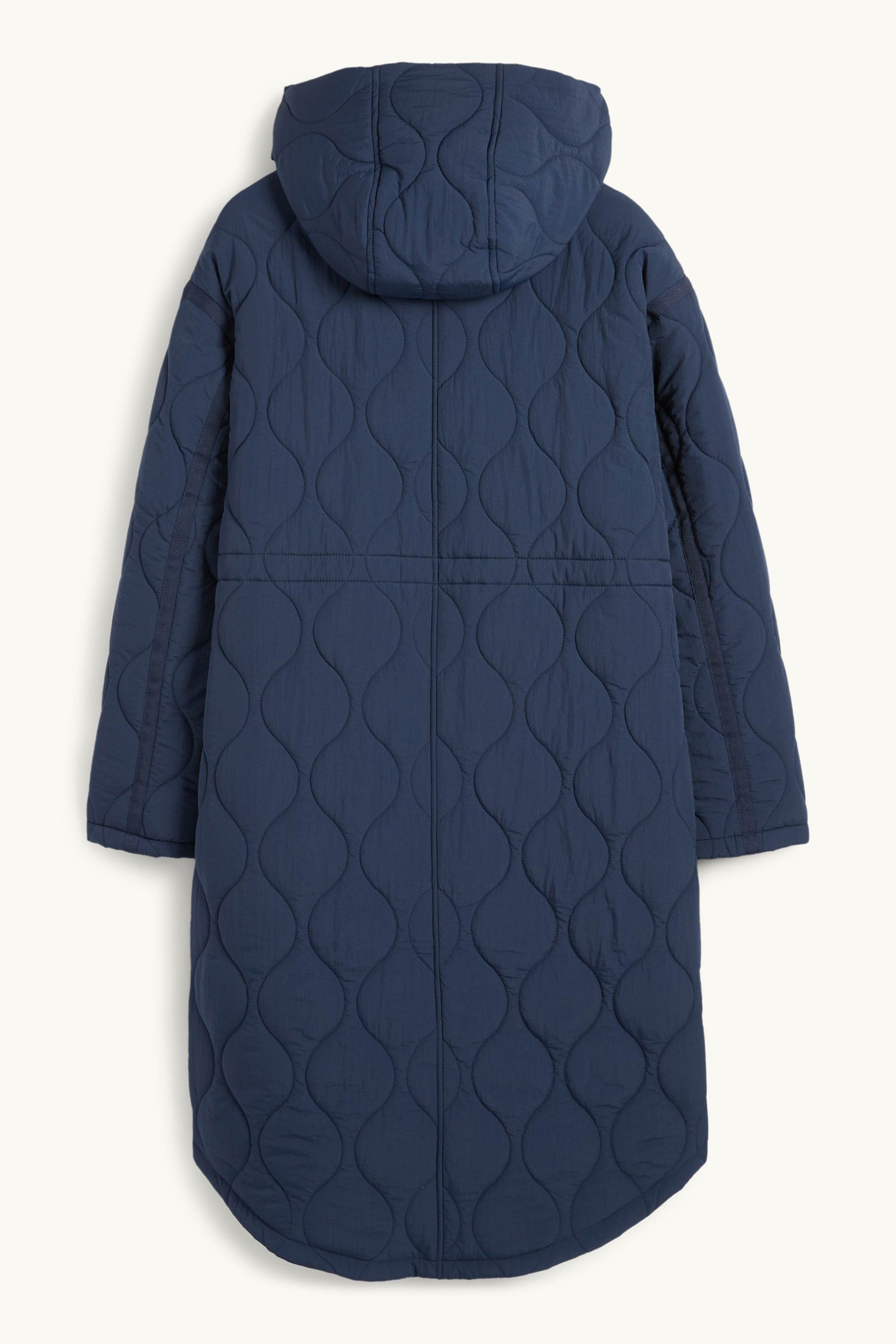 Quilted coat with hood dark blue