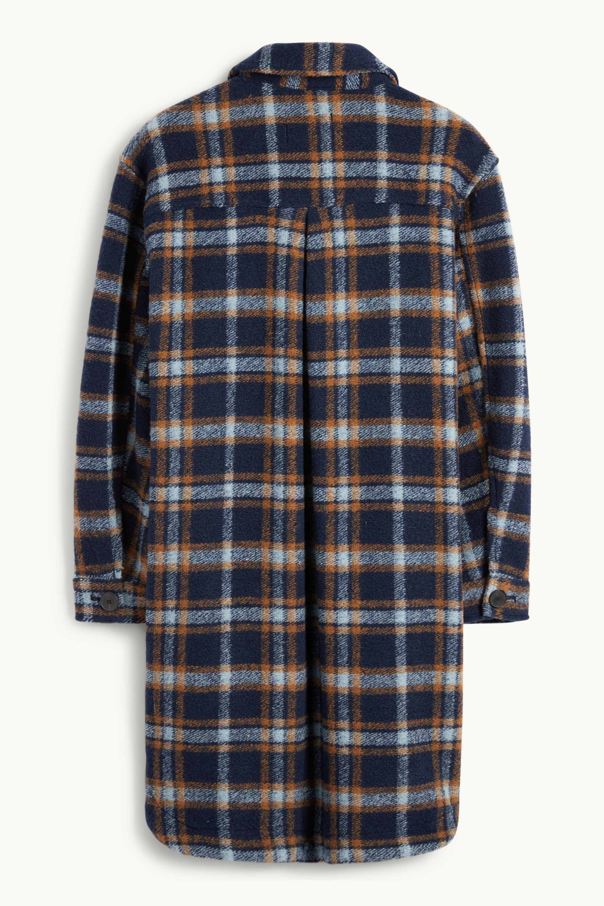 Knitted coat - check dark blue